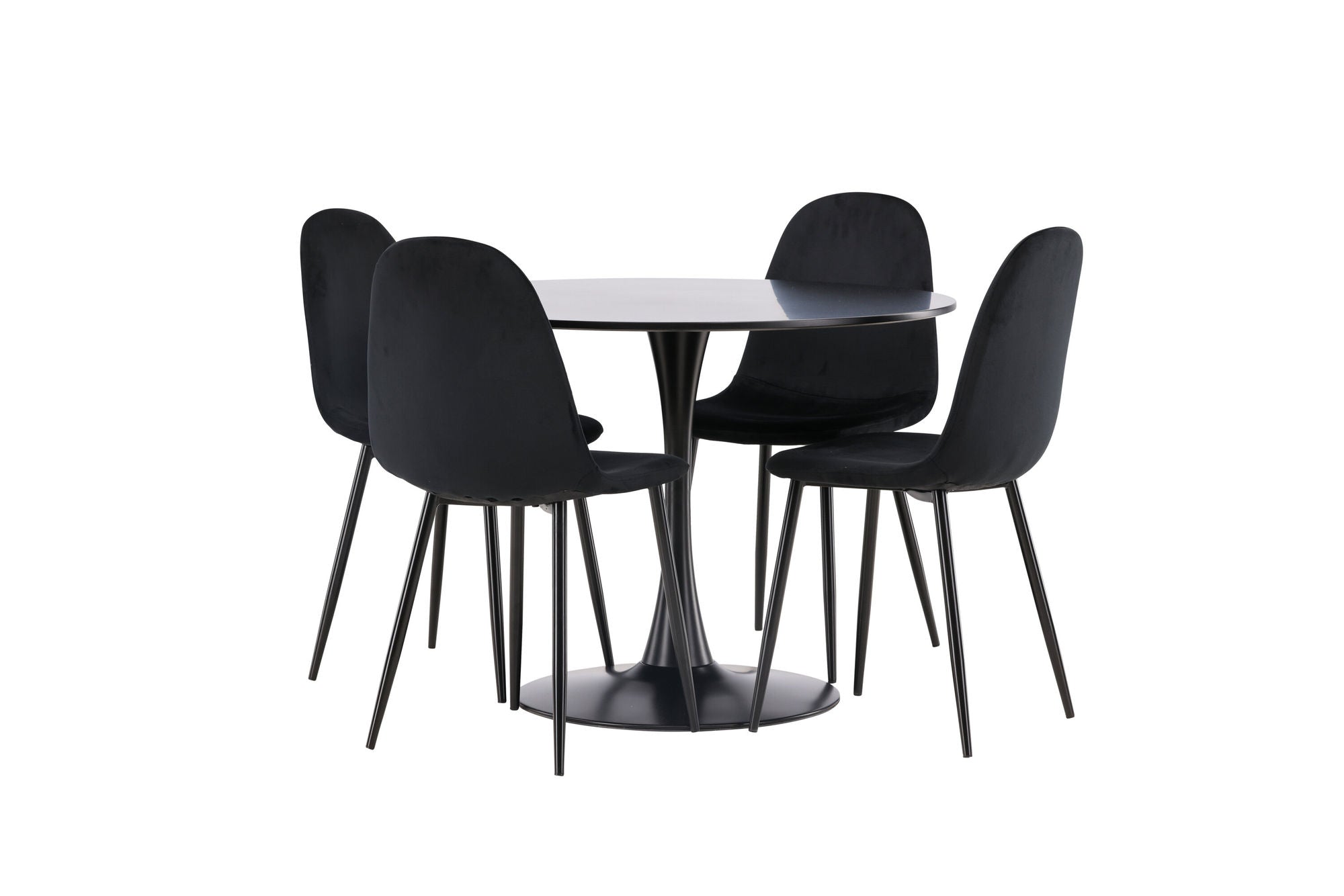 Venture Home Glade spisebord - Black / Black MDF +Polar Spisebordsstol - Black legs / Black Velvet _4