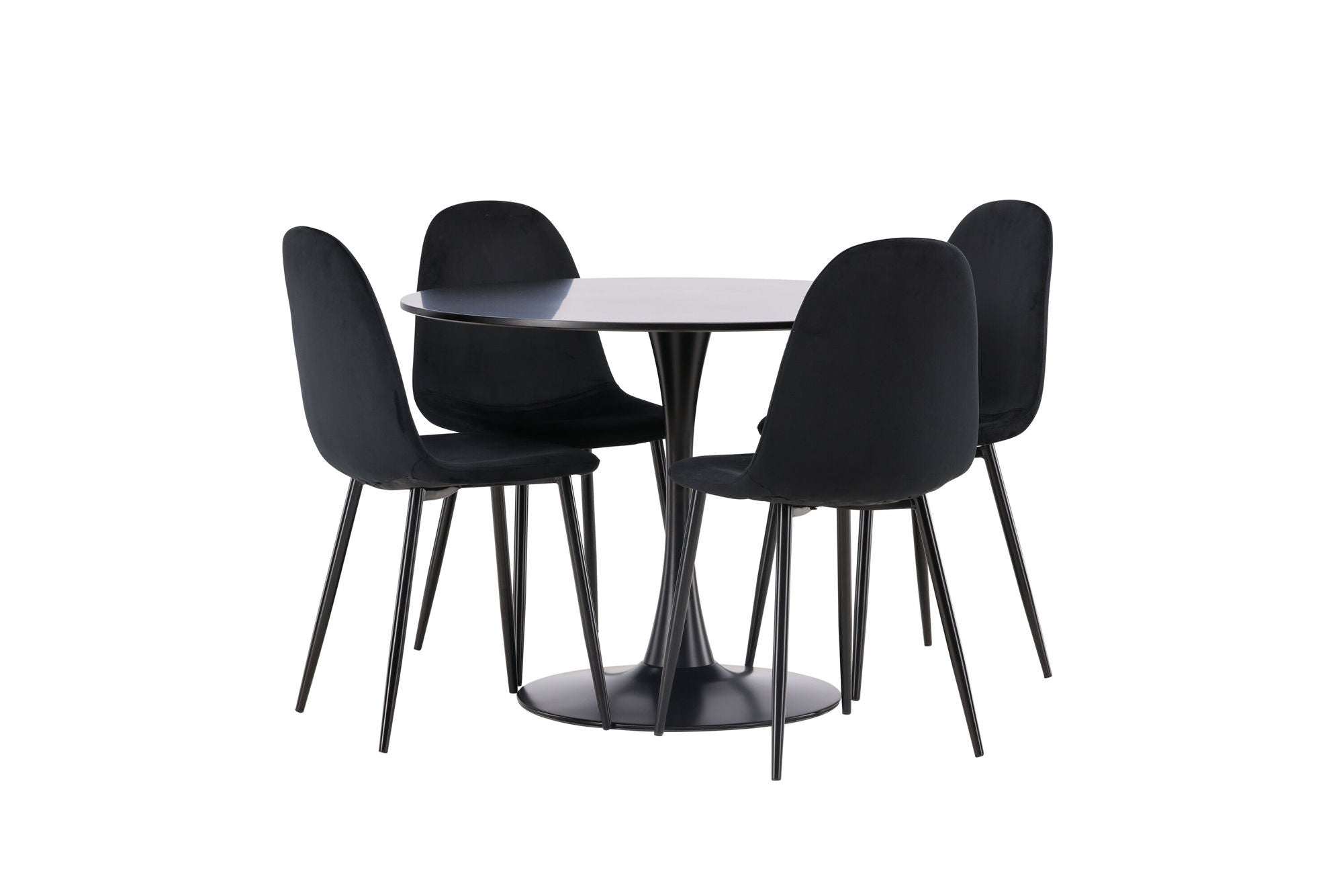 Venture Home Glade spisebord - Black / Black MDF +Polar Spisebordsstol - Black legs / Black Velvet _4