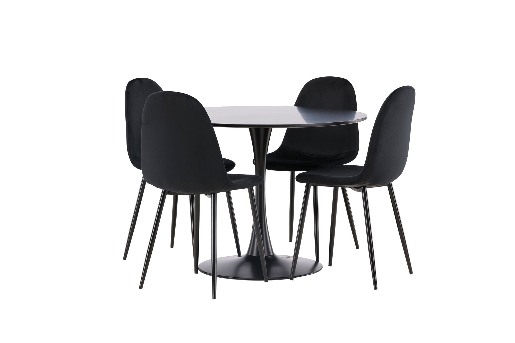 Venture Home Glade spisebord - Black / Black MDF +Polar Spisebordsstol - Black legs / Black Velvet _4