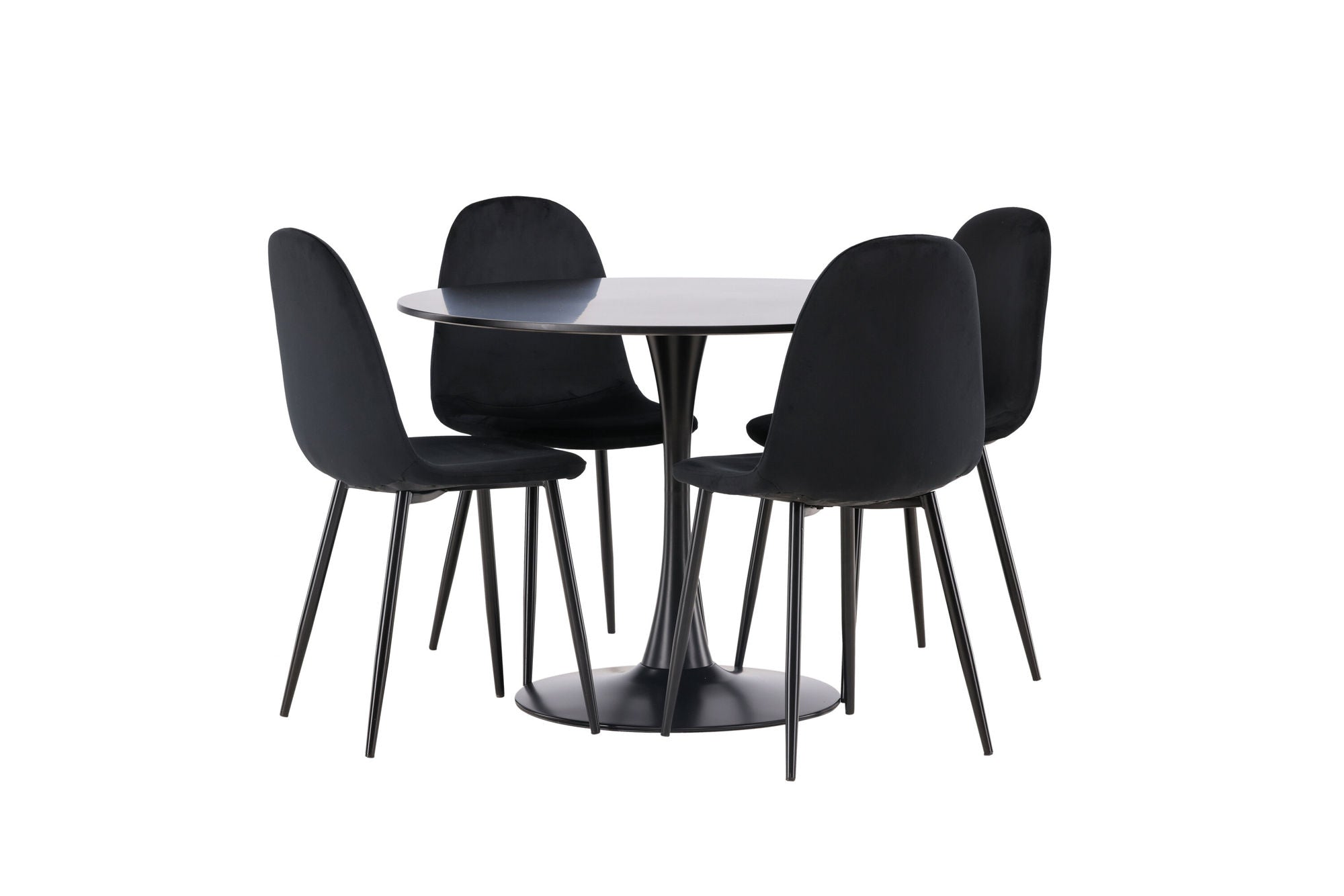 Venture Home Glade spisebord - Black / Black MDF +Polar Spisebordsstol - Black legs / Black Velvet _4