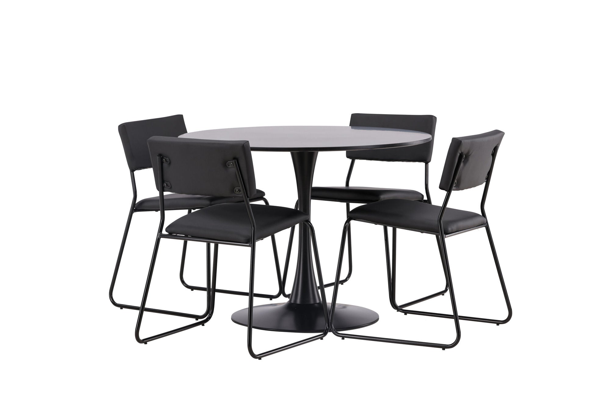 Venture Home Glade spisebord - Black / Black MDF +Kenth stol - Black / Black PU _4