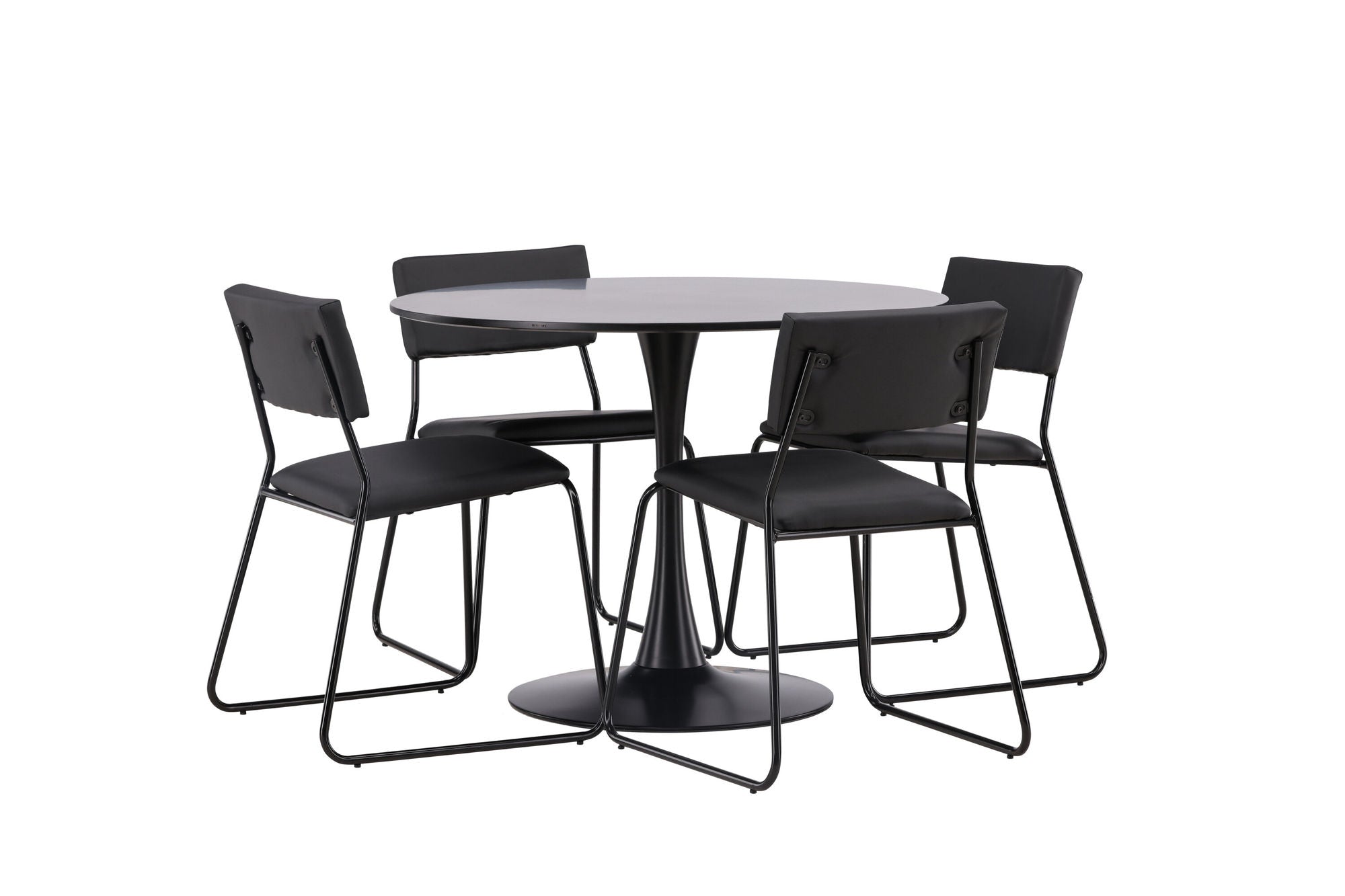 Venture Home Glade spisebord - Black / Black MDF +Kenth stol - Black / Black PU _4