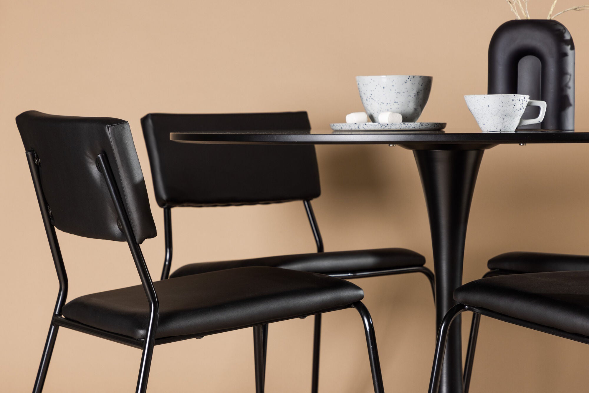 Venture Home Glade spisebord - Black / Black MDF +Kenth stol - Black / Black PU _4