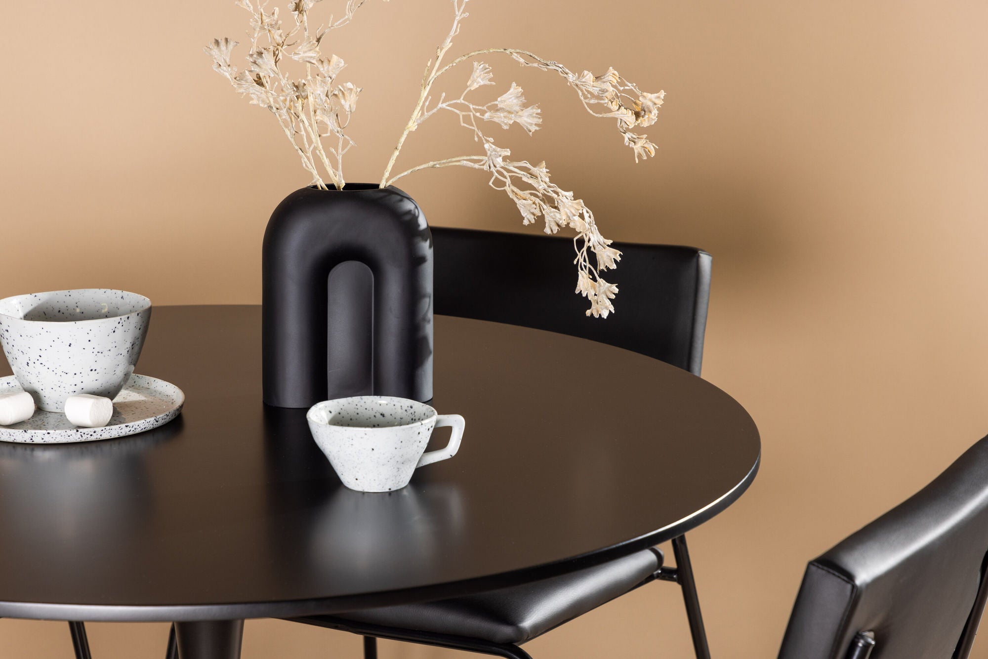 Venture Home Glade spisebord - Black / Black MDF +Kenth stol - Black / Black PU _4