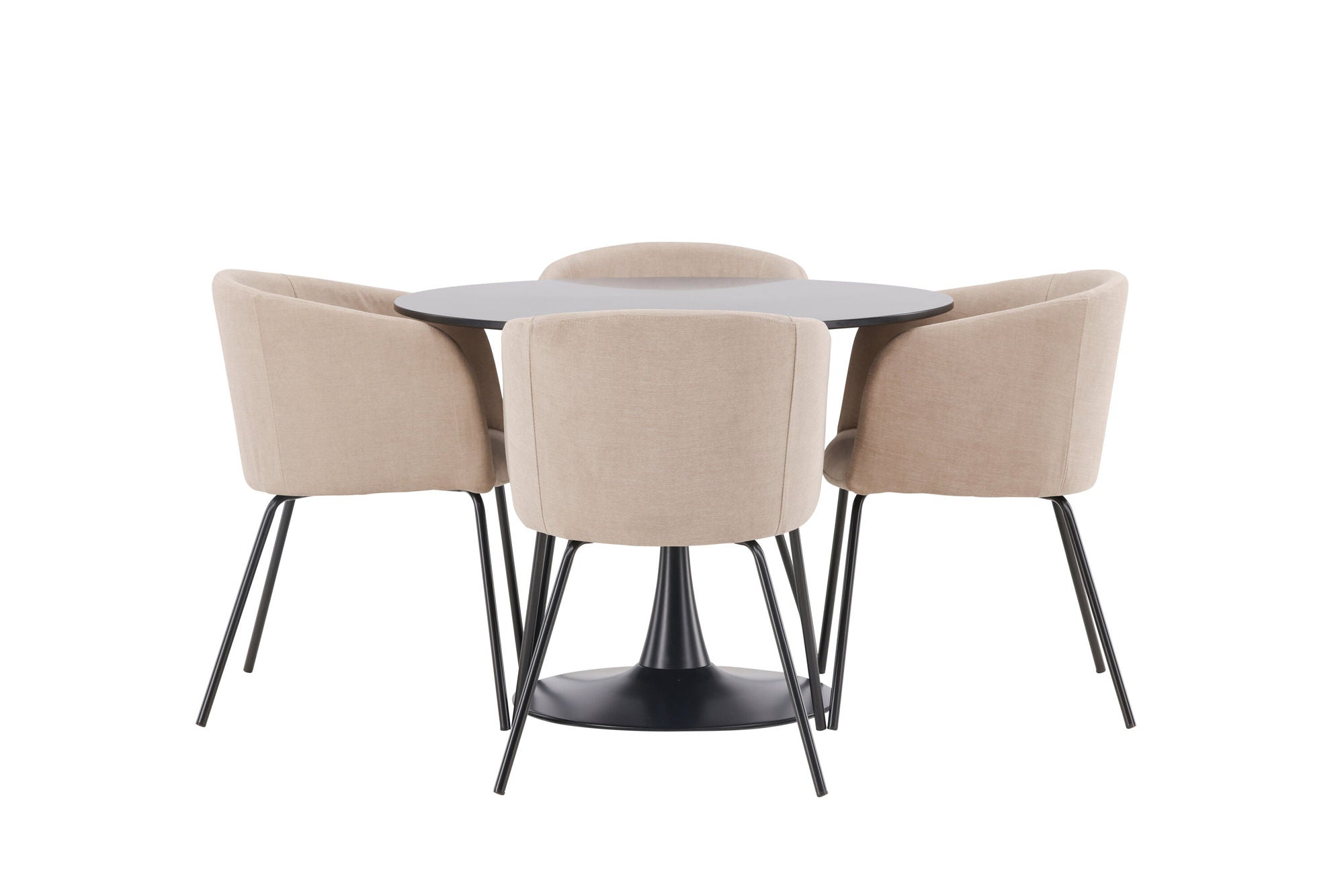 Venture Home Glade spisebord - Black / Black MDF +Berit stol - Black / Beige Fabric (Polyester linen ) _4