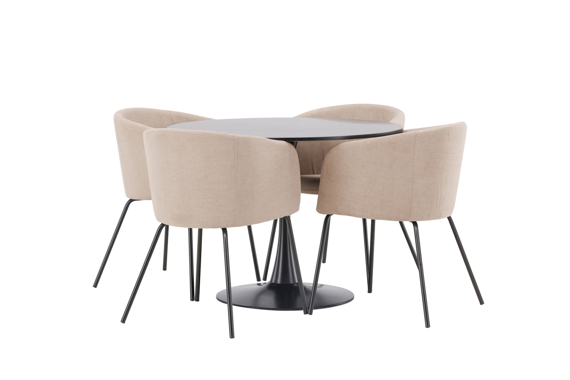 Venture Home Glade spisebord - Black / Black MDF +Berit stol - Black / Beige Fabric (Polyester linen ) _4