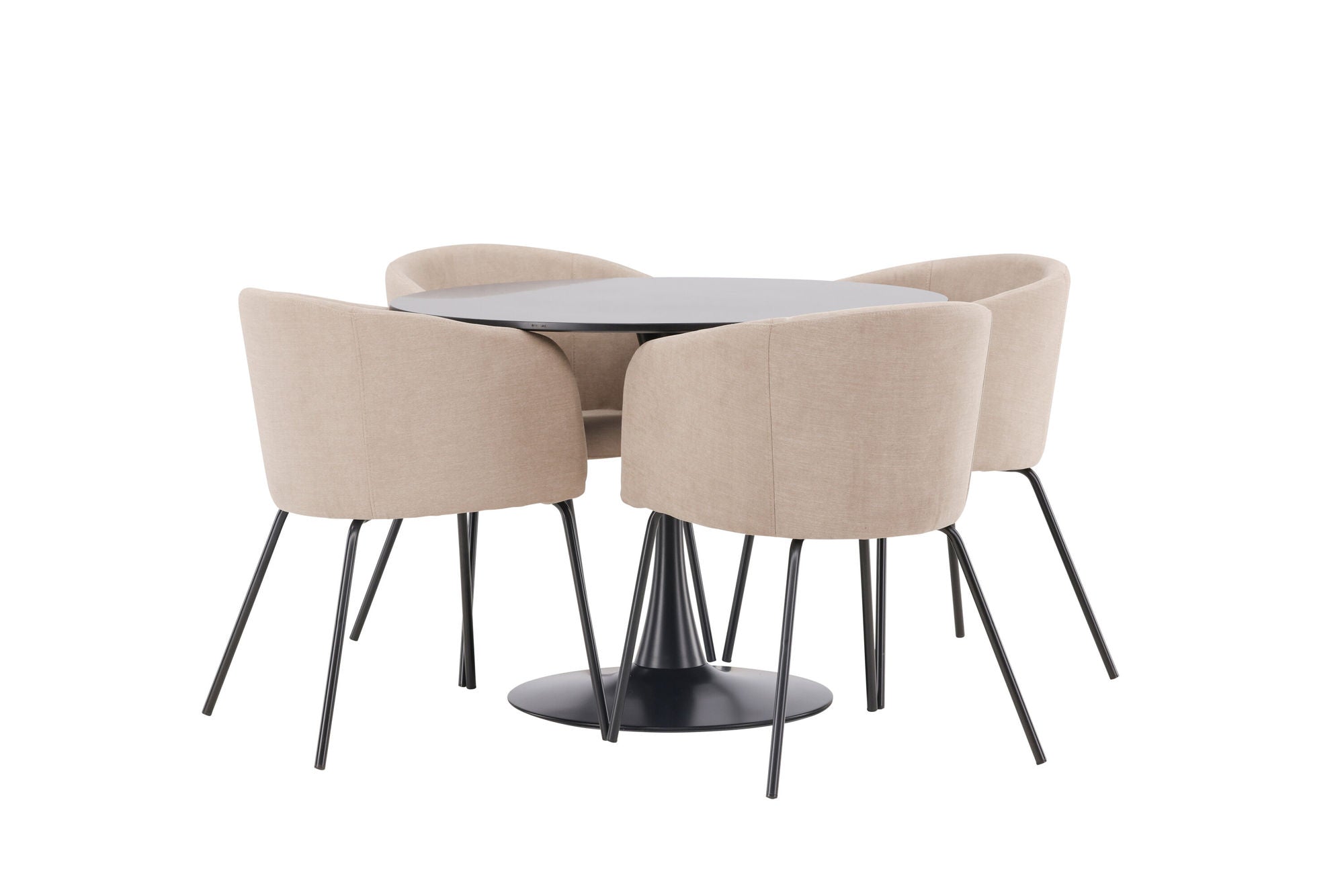 Venture Home Glade spisebord - Black / Black MDF +Berit stol - Black / Beige Fabric (Polyester linen ) _4