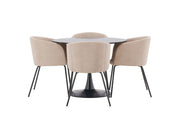 Venture Home Glade spisebord - Black / Black MDF +Berit stol - Black / Beige Fabric (Polyester linen ) _4