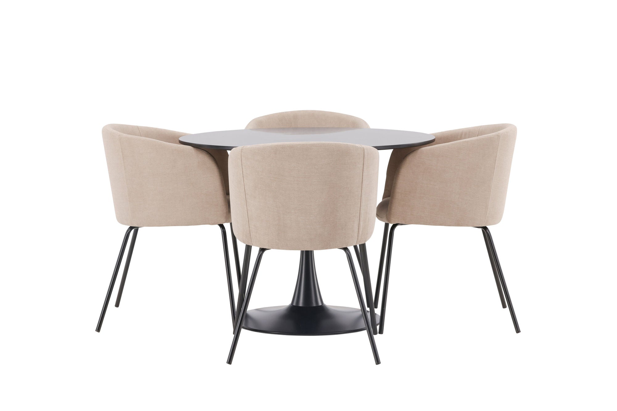Venture Home Glade spisebord - Black / Black MDF +Berit stol - Black / Beige Fabric (Polyester linen ) _4