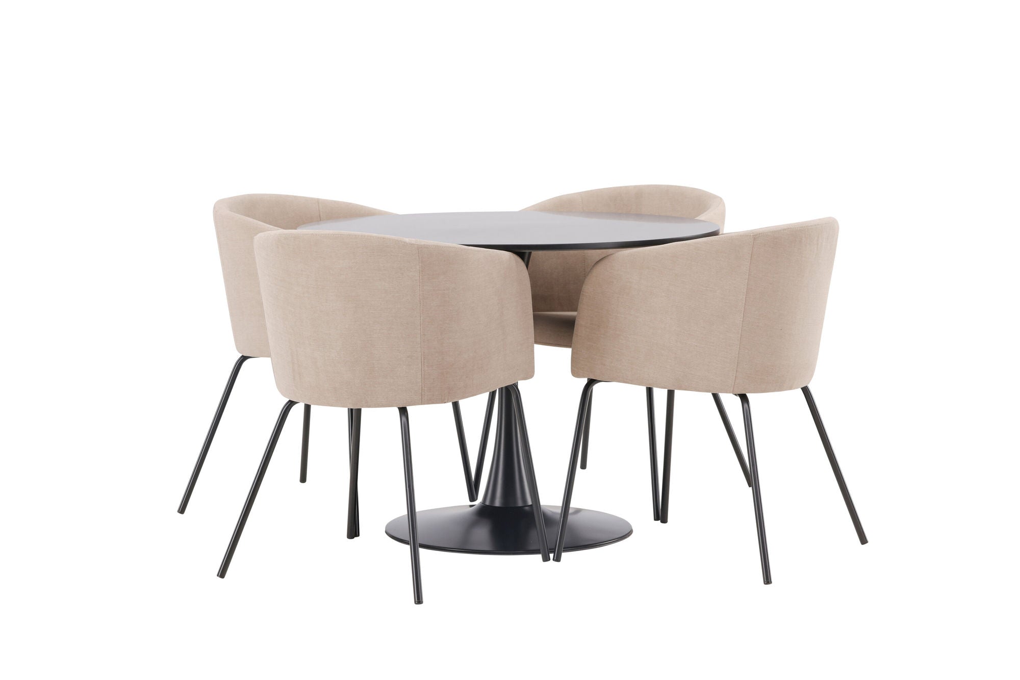 Venture Home Glade spisebord - Black / Black MDF +Berit stol - Black / Beige Fabric (Polyester linen ) _4