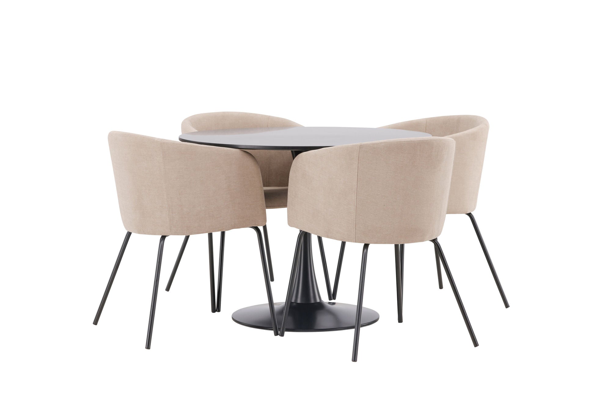 Venture Home Glade spisebord - Black / Black MDF +Berit stol - Black / Beige Fabric (Polyester linen ) _4