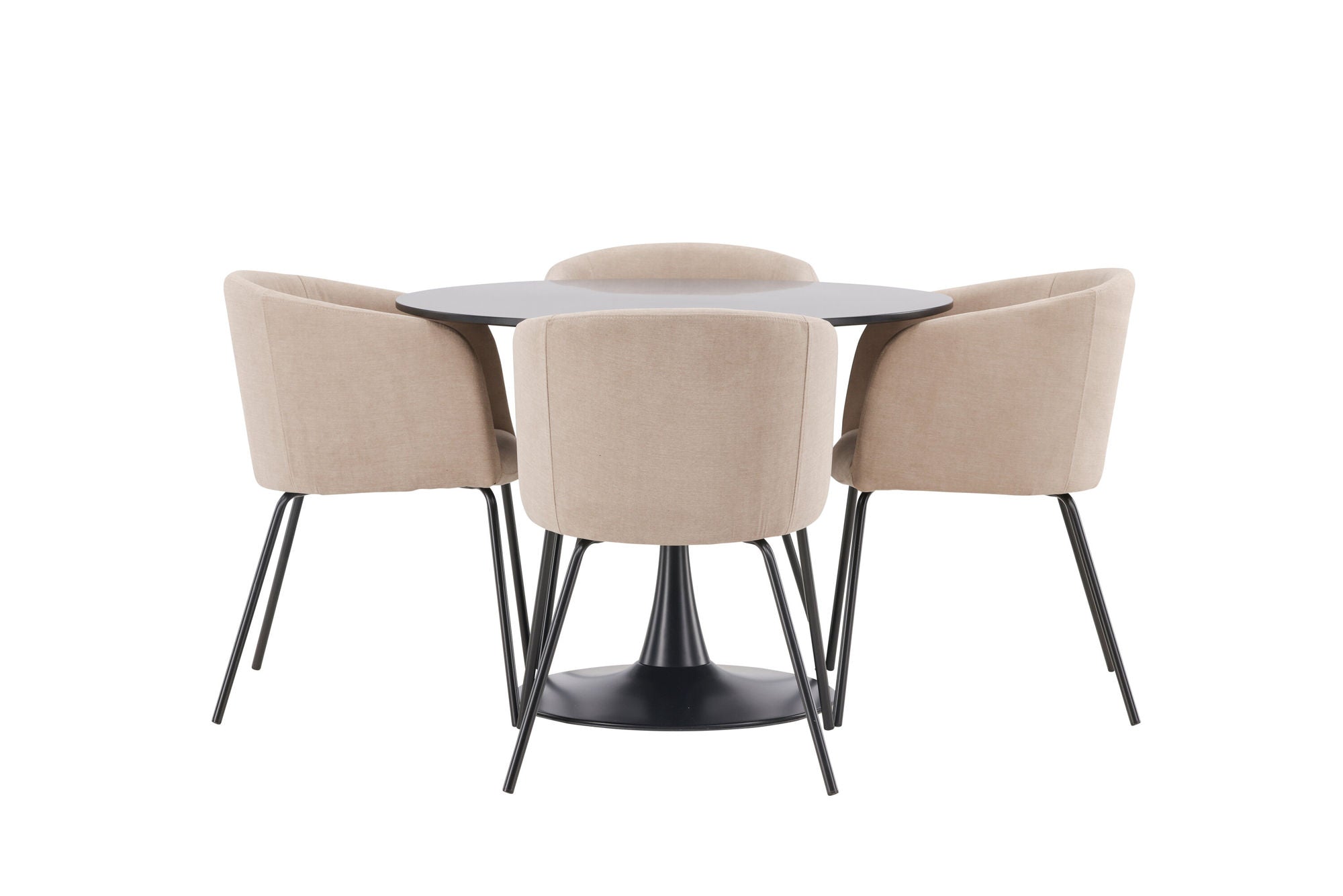 Venture Home Glade spisebord - Black / Black MDF +Berit stol - Black / Beige Fabric (Polyester linen ) _4