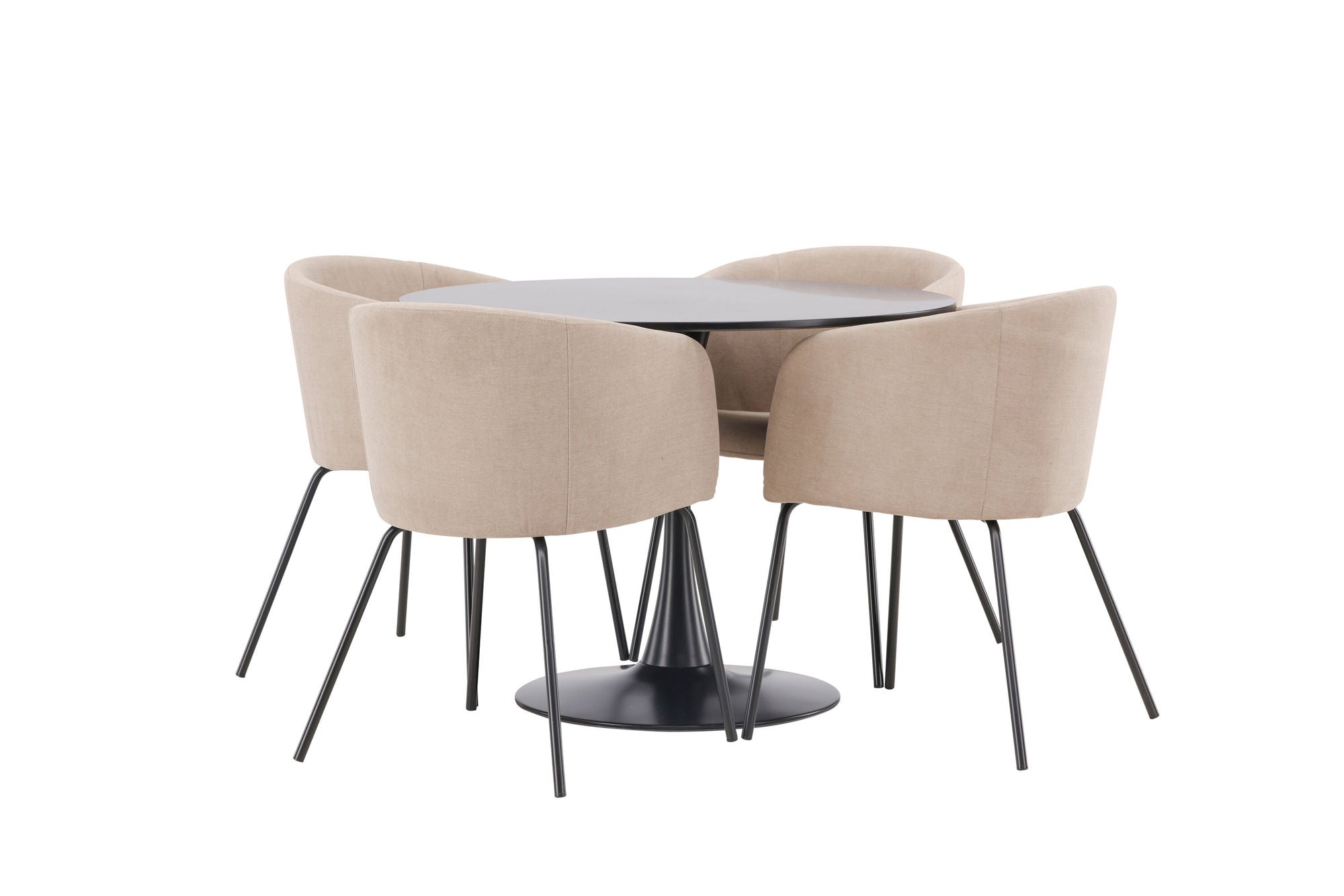 Venture Home Glade spisebord - Black / Black MDF +Berit stol - Black / Beige Fabric (Polyester linen ) _4