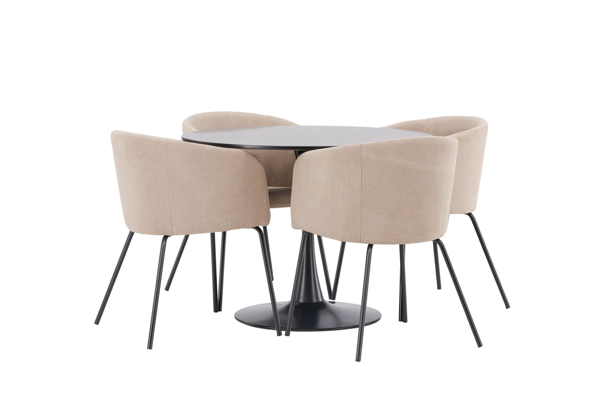 Venture Home Glade spisebord - Black / Black MDF +Berit stol - Black / Beige Fabric (Polyester linen ) _4