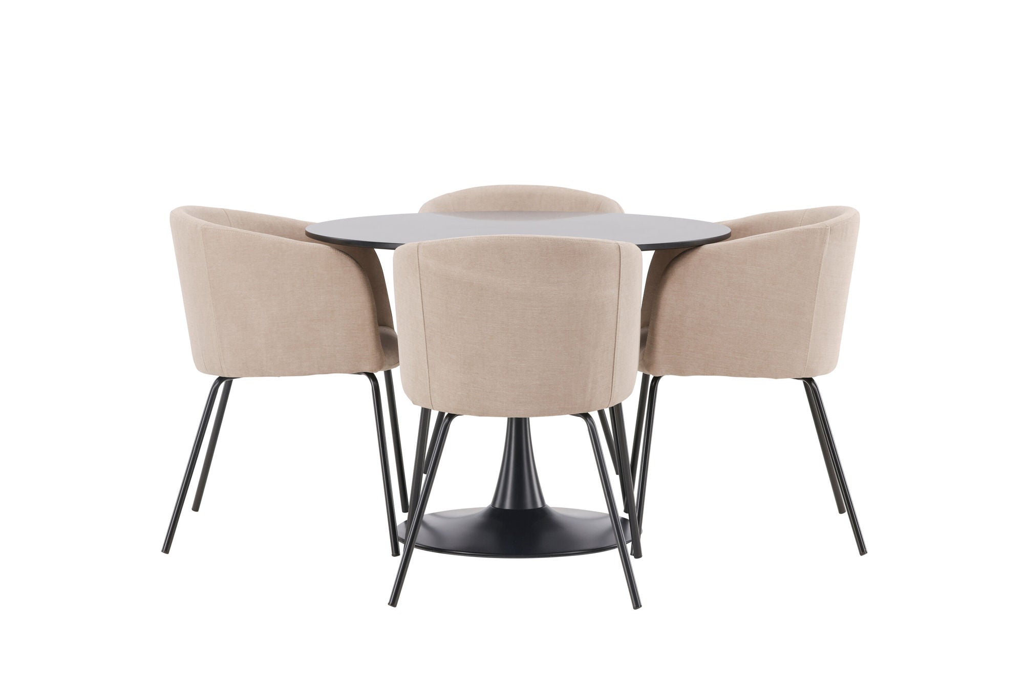 Venture Home Glade spisebord - Black / Black MDF +Berit stol - Black / Beige Fabric (Polyester linen ) _4