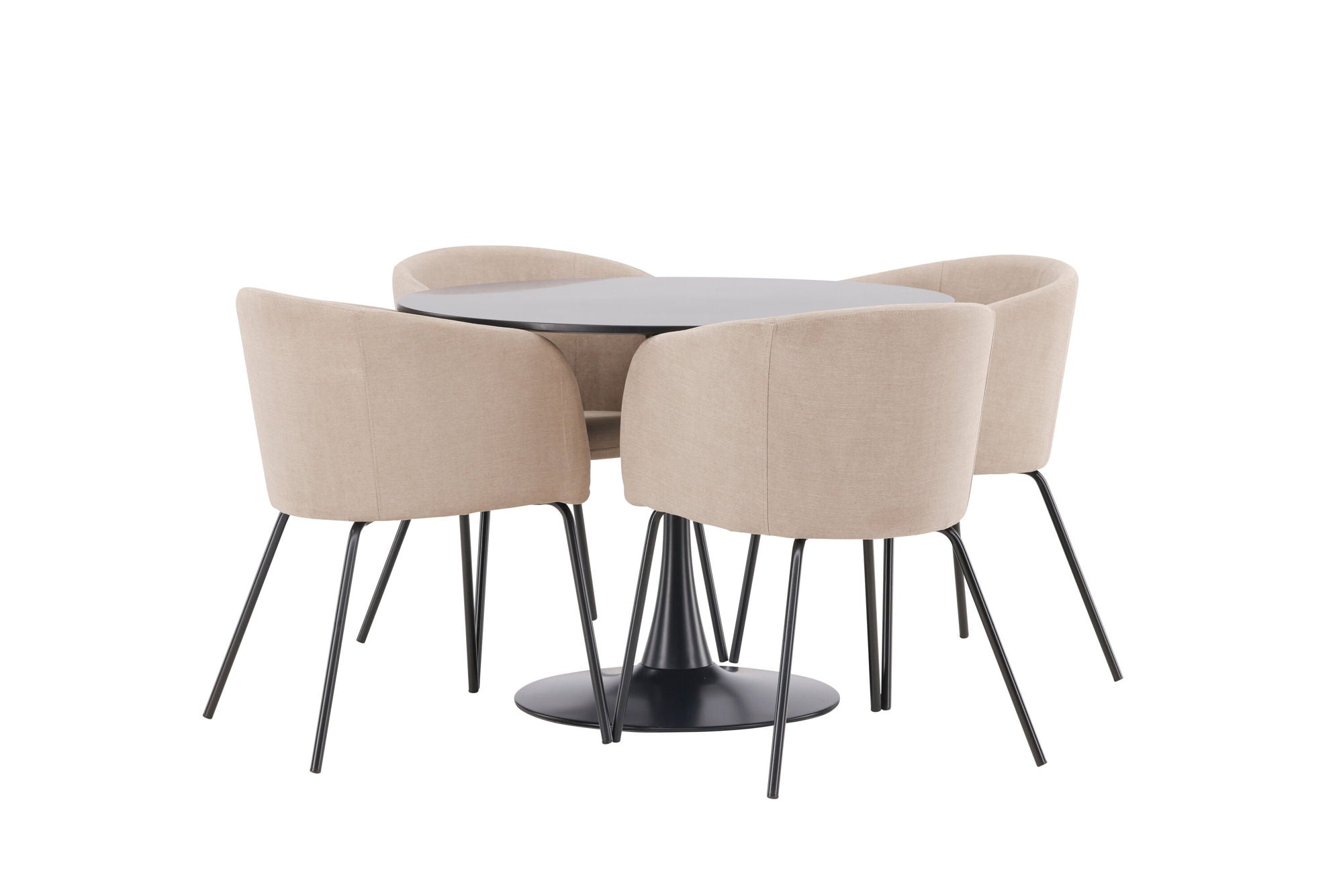 Venture Home Glade spisebord - Black / Black MDF +Berit stol - Black / Beige Fabric (Polyester linen ) _4