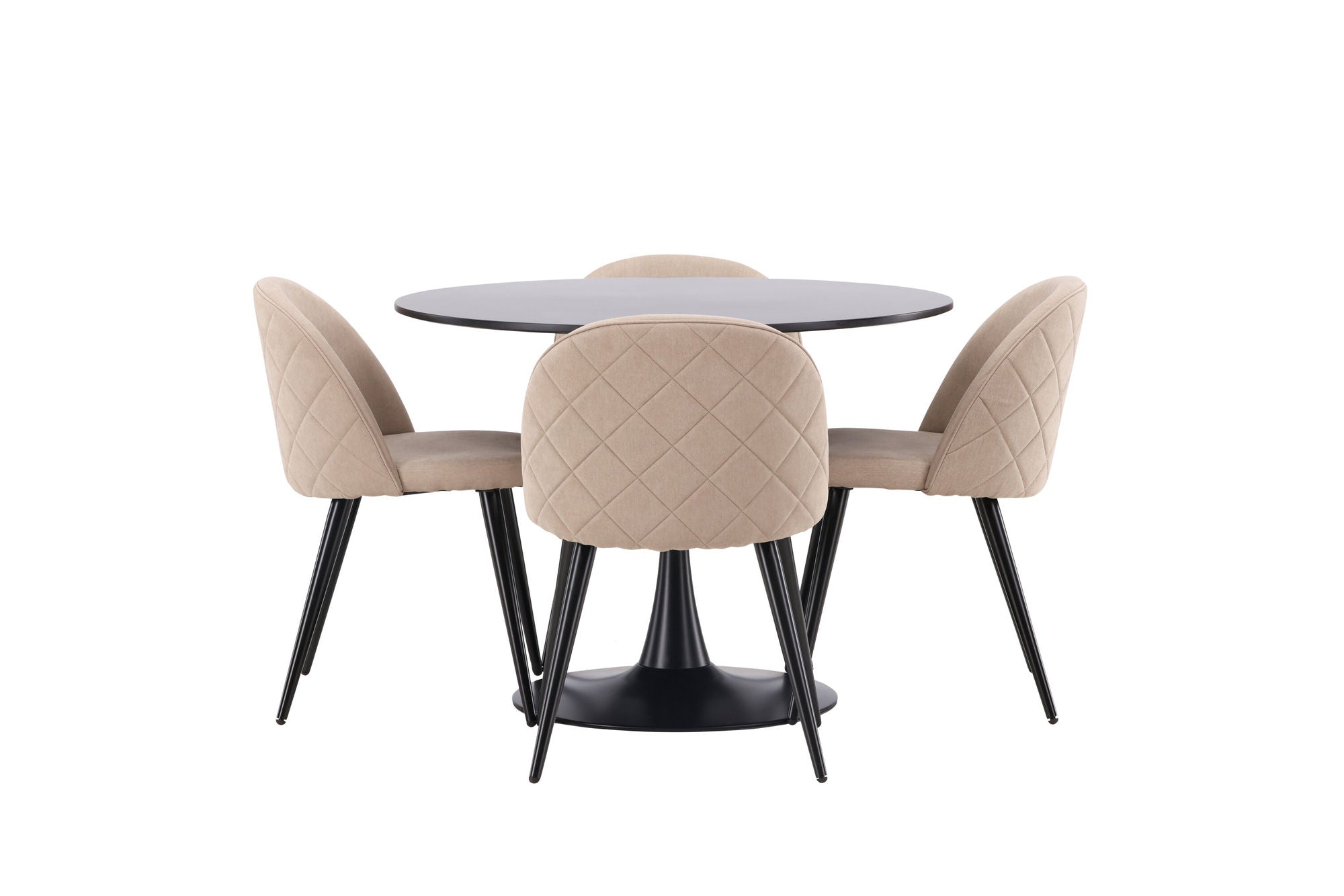 Venture Home Glade spisebord - Black / Black MDF +Velvet Stitches stol - Black / Beige Fabric (Polyester linen ) _4