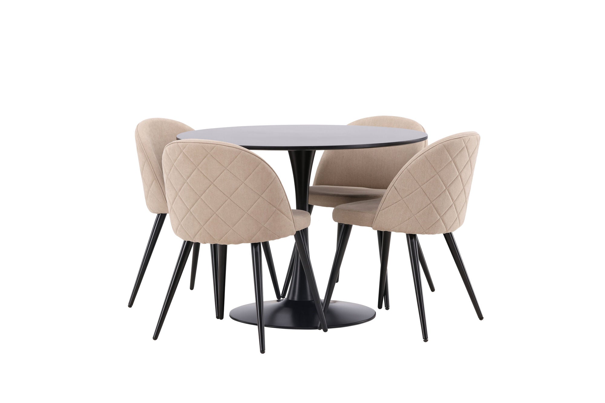 Venture Home Glade spisebord - Black / Black MDF +Velvet Stitches stol - Black / Beige Fabric (Polyester linen ) _4
