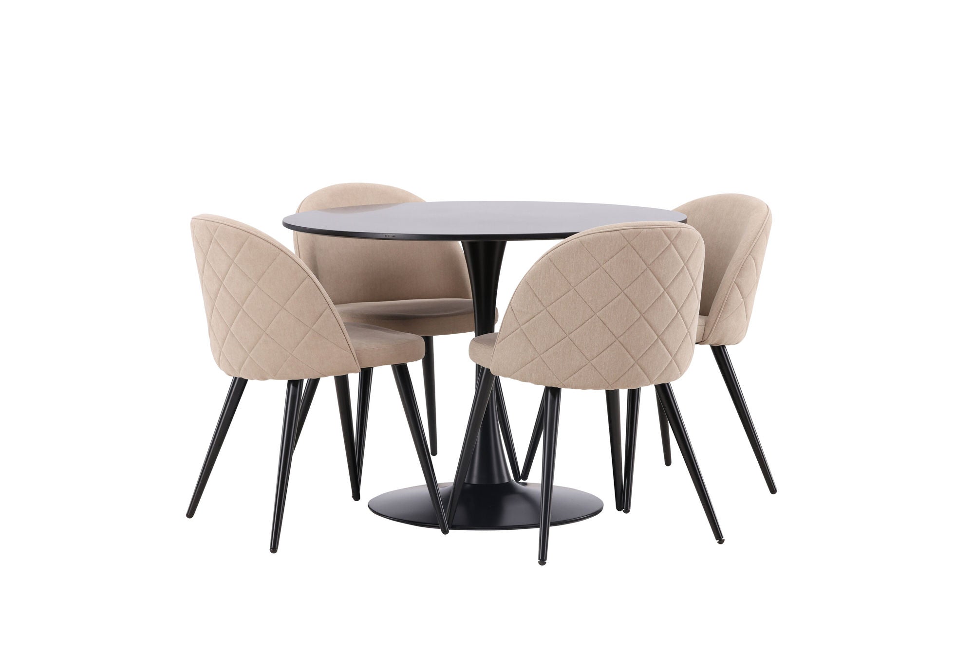 Venture Home Glade spisebord - Black / Black MDF +Velvet Stitches stol - Black / Beige Fabric (Polyester linen ) _4