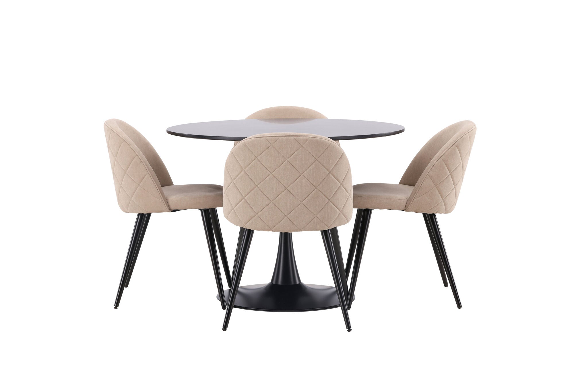 Venture Home Glade spisebord - Black / Black MDF +Velvet Stitches stol - Black / Beige Fabric (Polyester linen ) _4