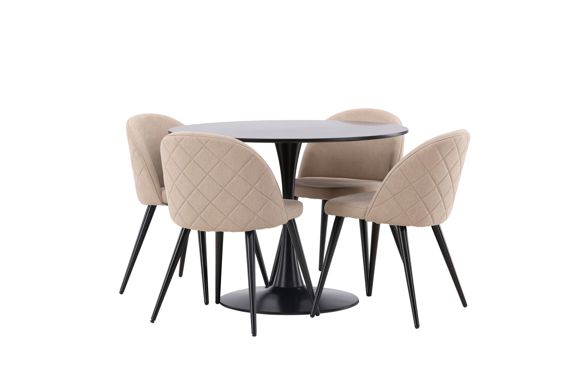 Venture Home Glade spisebord - Black / Black MDF +Velvet Stitches stol - Black / Beige Fabric (Polyester linen ) _4