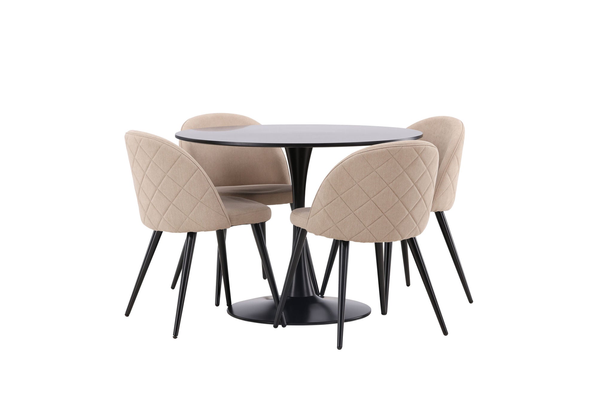 Venture Home Glade spisebord - Black / Black MDF +Velvet Stitches stol - Black / Beige Fabric (Polyester linen ) _4