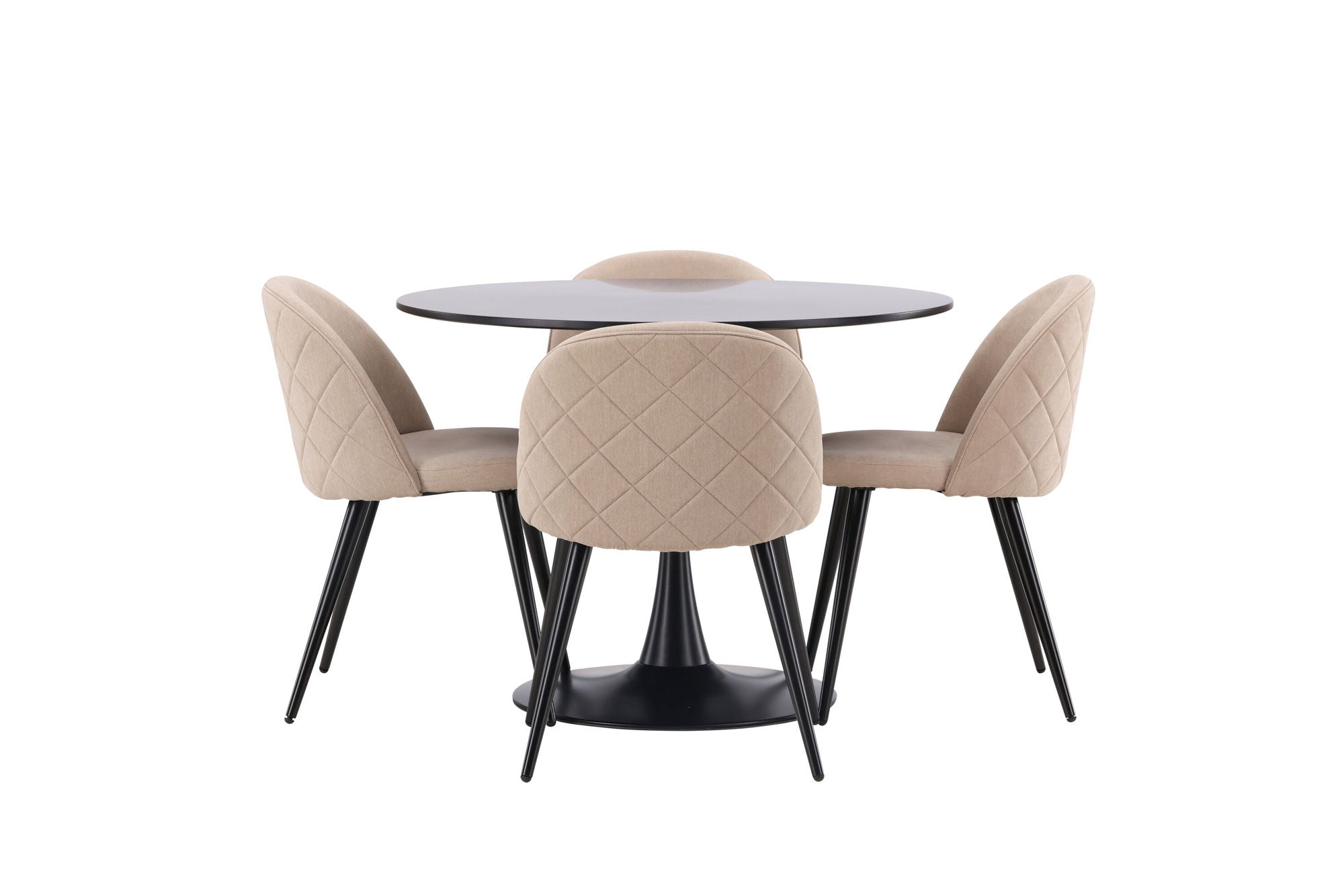 Venture Home Glade spisebord - Black / Black MDF +Velvet Stitches stol - Black / Beige Fabric (Polyester linen ) _4