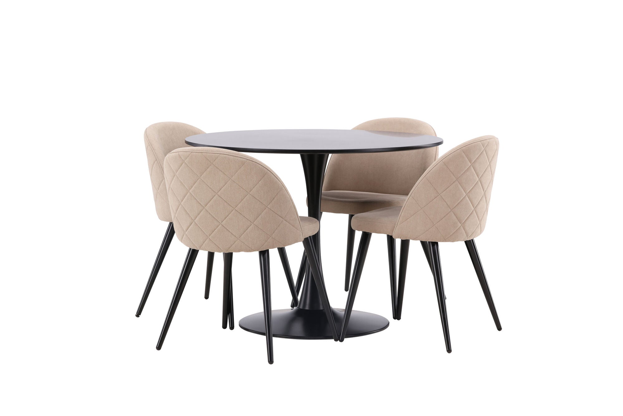Venture Home Glade spisebord - Black / Black MDF +Velvet Stitches stol - Black / Beige Fabric (Polyester linen ) _4