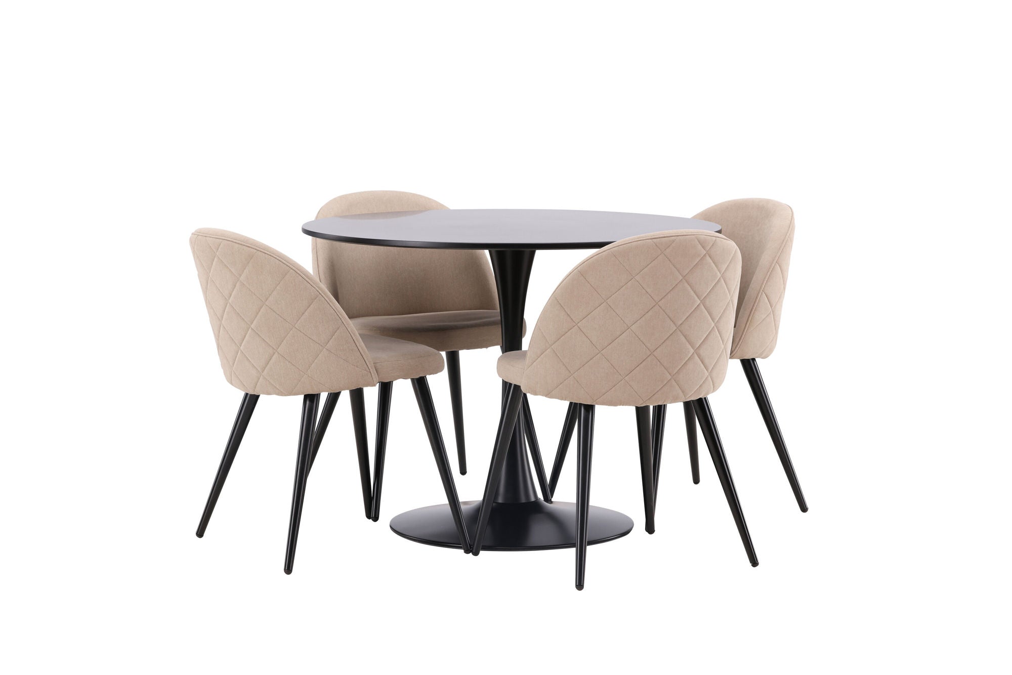 Venture Home Glade spisebord - Black / Black MDF +Velvet Stitches stol - Black / Beige Fabric (Polyester linen ) _4