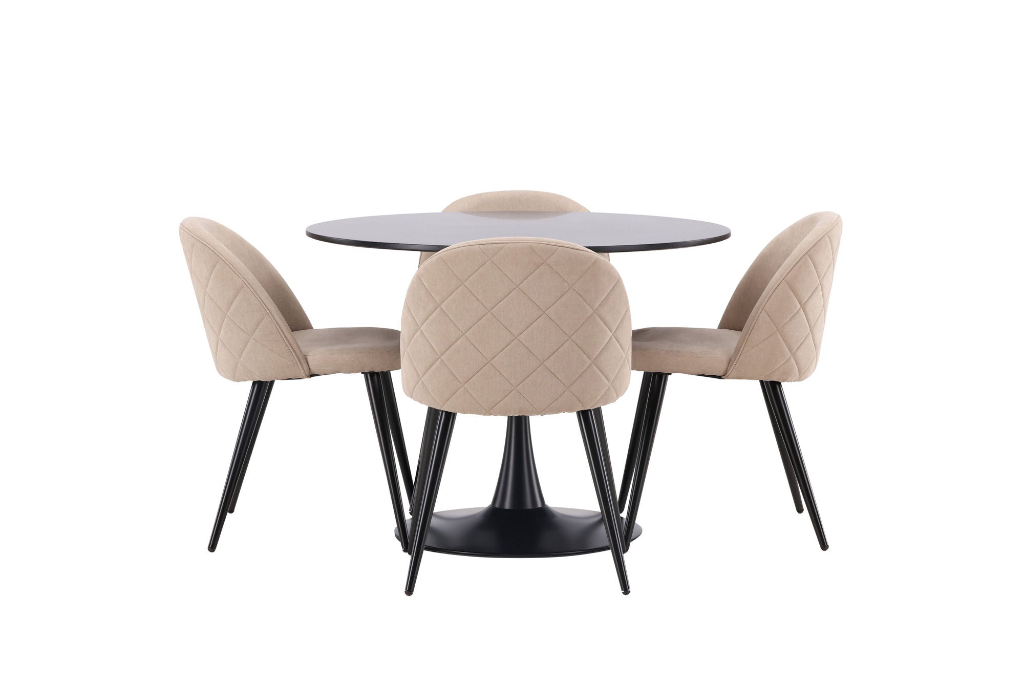 Venture Home Glade spisebord - Black / Black MDF +Velvet Stitches stol - Black / Beige Fabric (Polyester linen ) _4