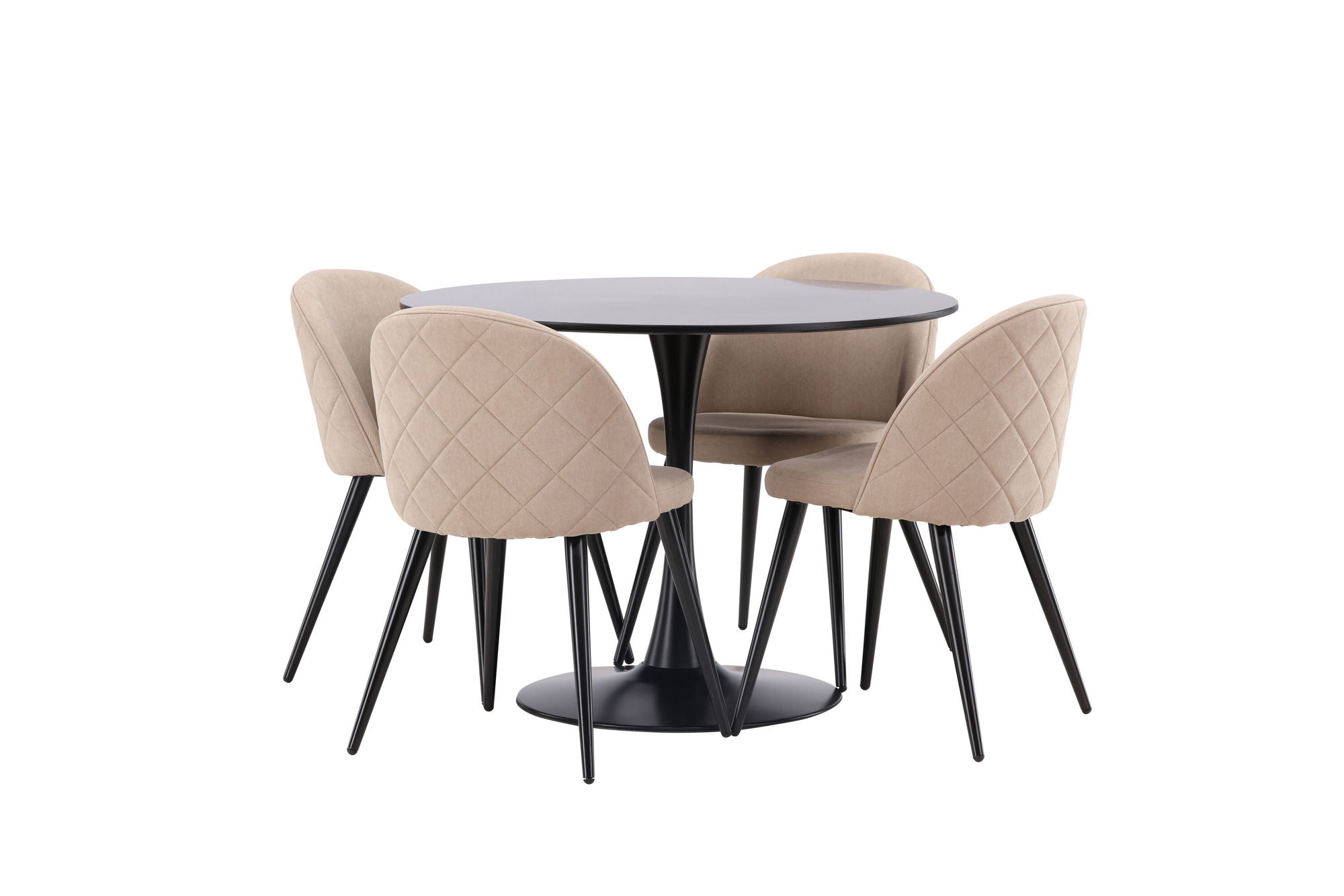 Venture Home Glade spisebord - Black / Black MDF +Velvet Stitches stol - Black / Beige Fabric (Polyester linen ) _4
