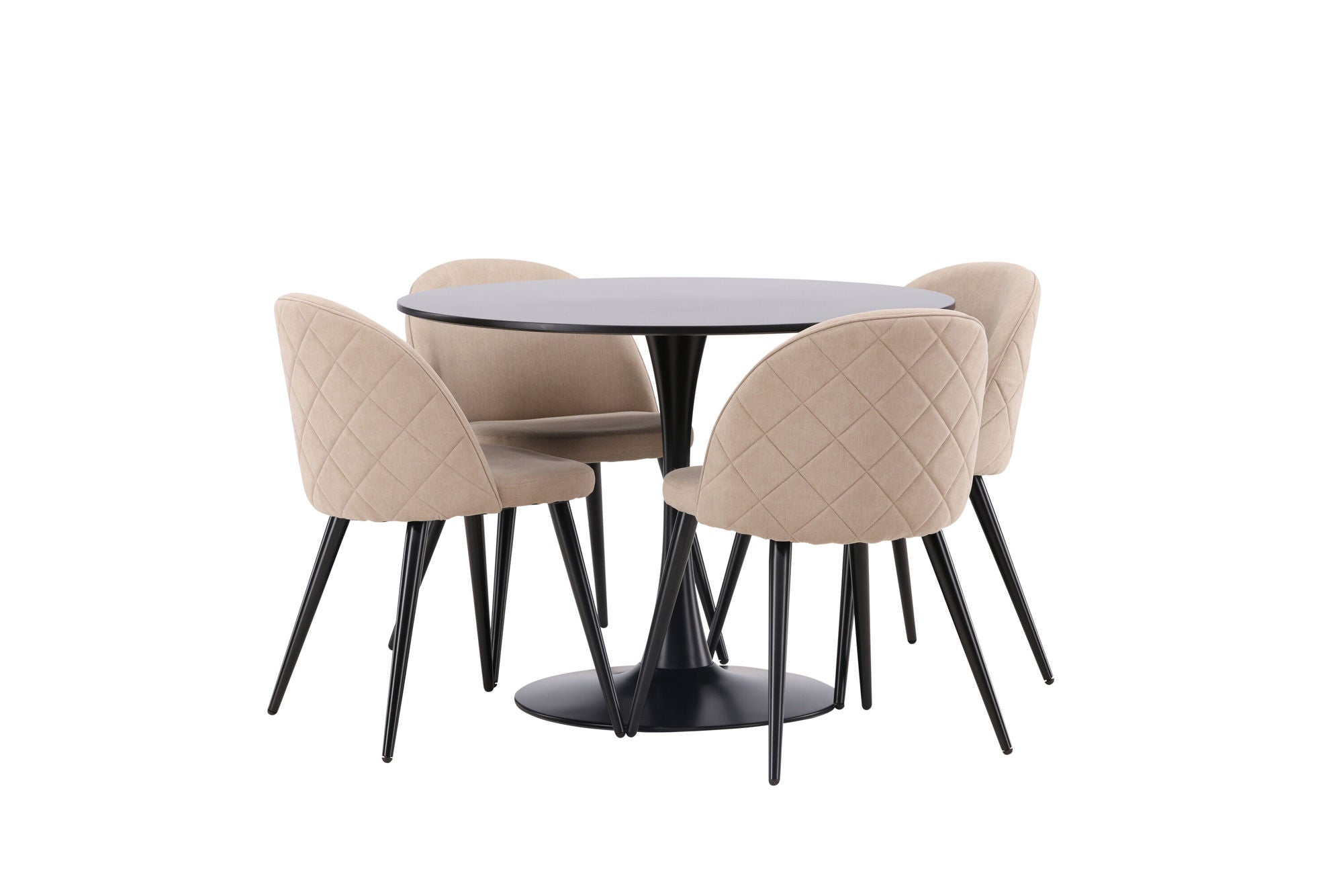 Venture Home Glade spisebord - Black / Black MDF +Velvet Stitches stol - Black / Beige Fabric (Polyester linen ) _4