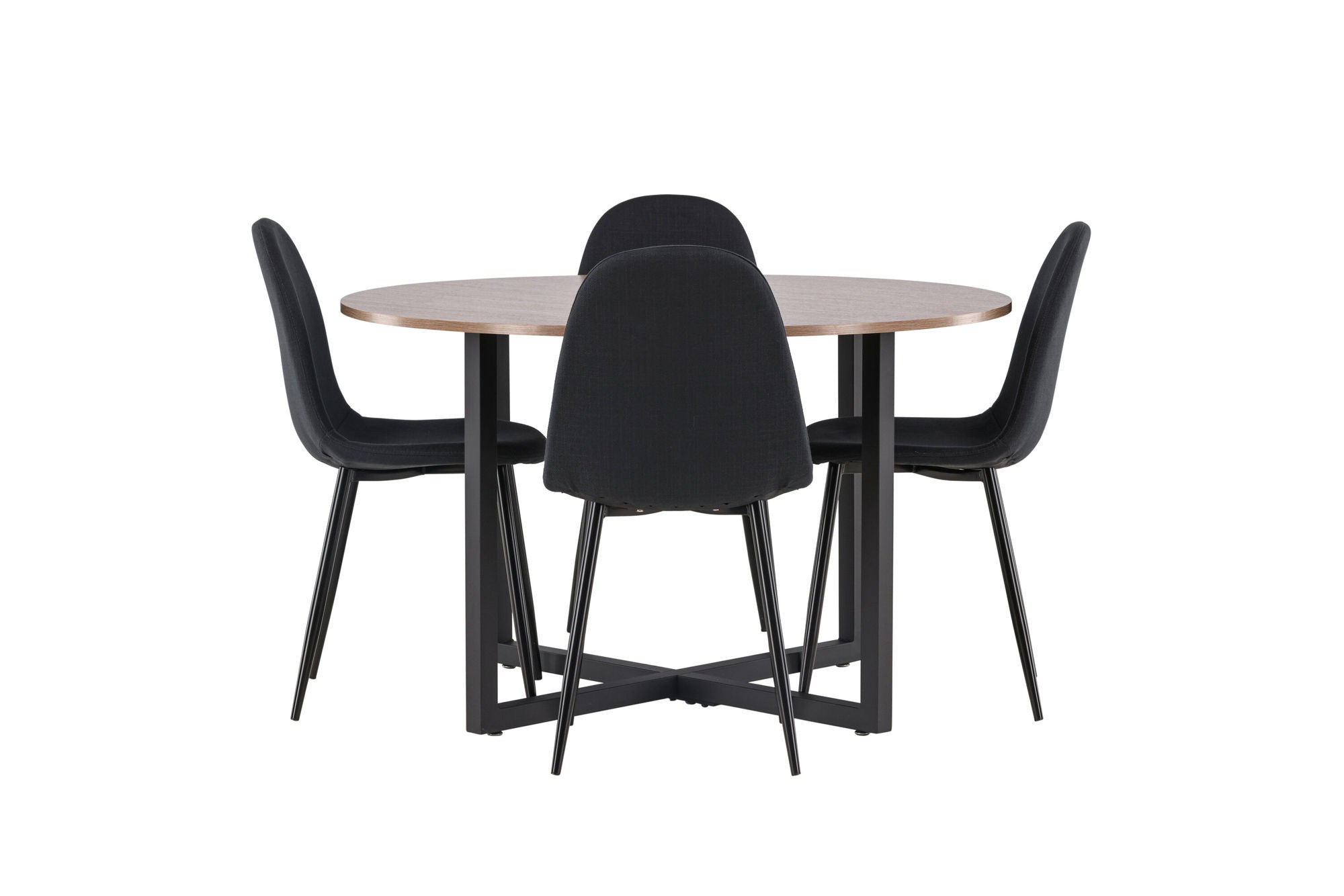Venture Home Durango spisebord - Black / Walnut MDF +Polar Spisebordsstol - Black Legs - Black Fabric _4