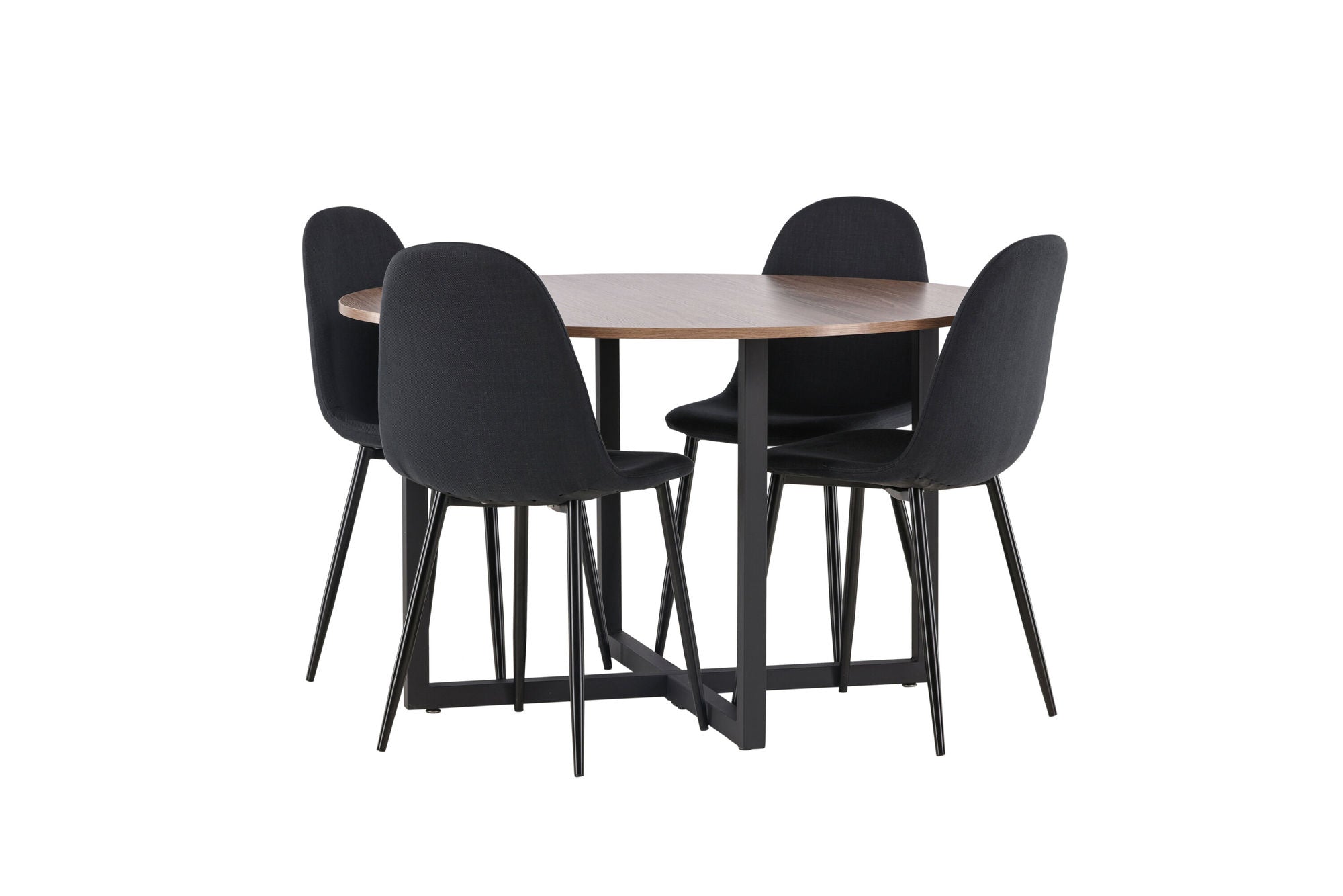 Venture Home Durango spisebord - Black / Walnut MDF +Polar Spisebordsstol - Black Legs - Black Fabric _4
