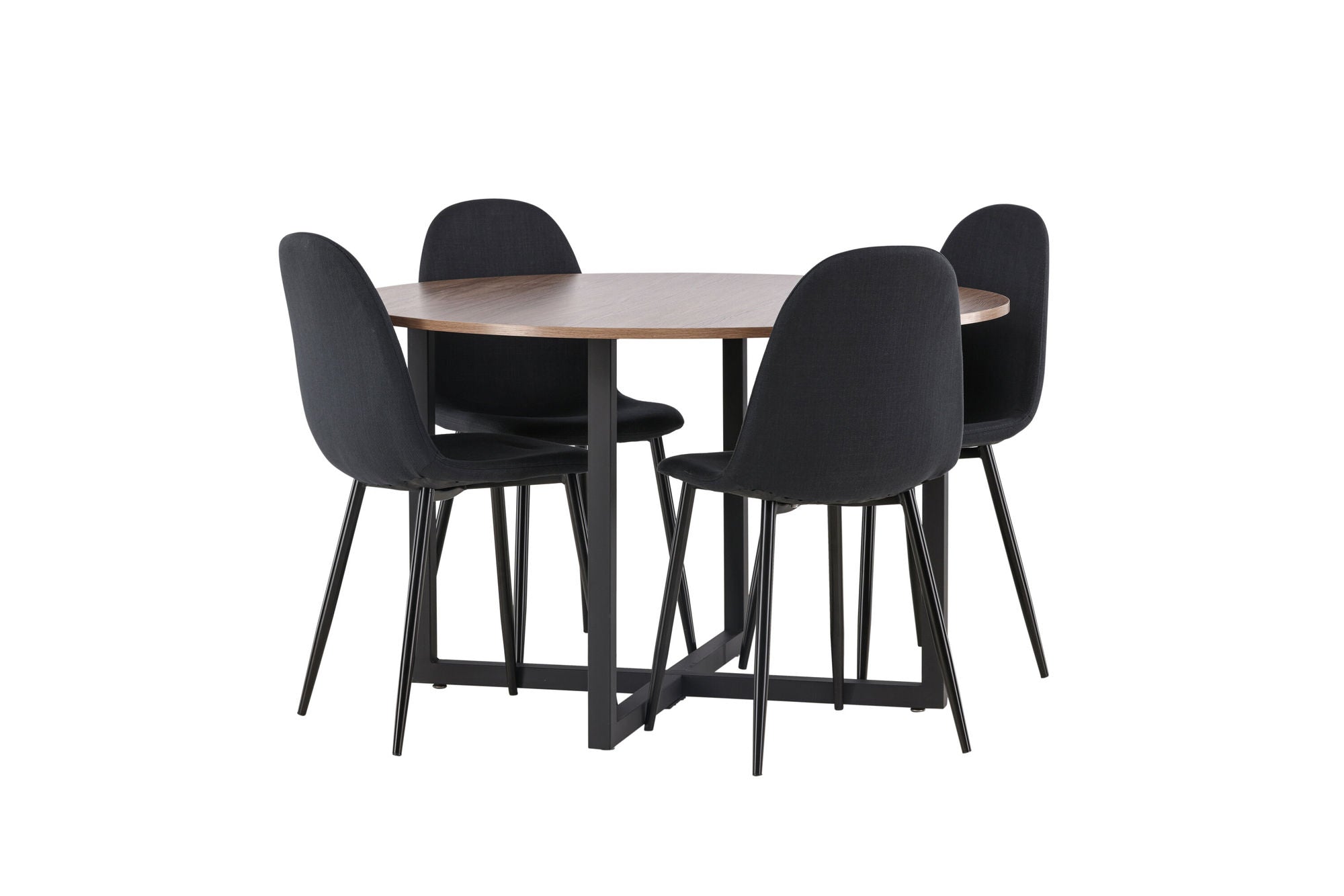 Venture Home Durango spisebord - Black / Walnut MDF +Polar Spisebordsstol - Black Legs - Black Fabric _4