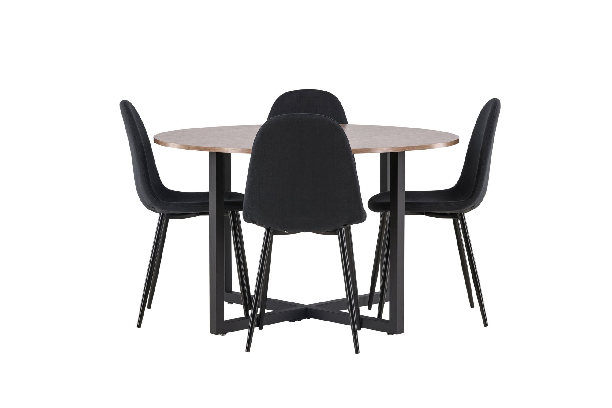 Venture Home Durango spisebord - Black / Walnut MDF +Polar Spisebordsstol - Black Legs - Black Fabric _4