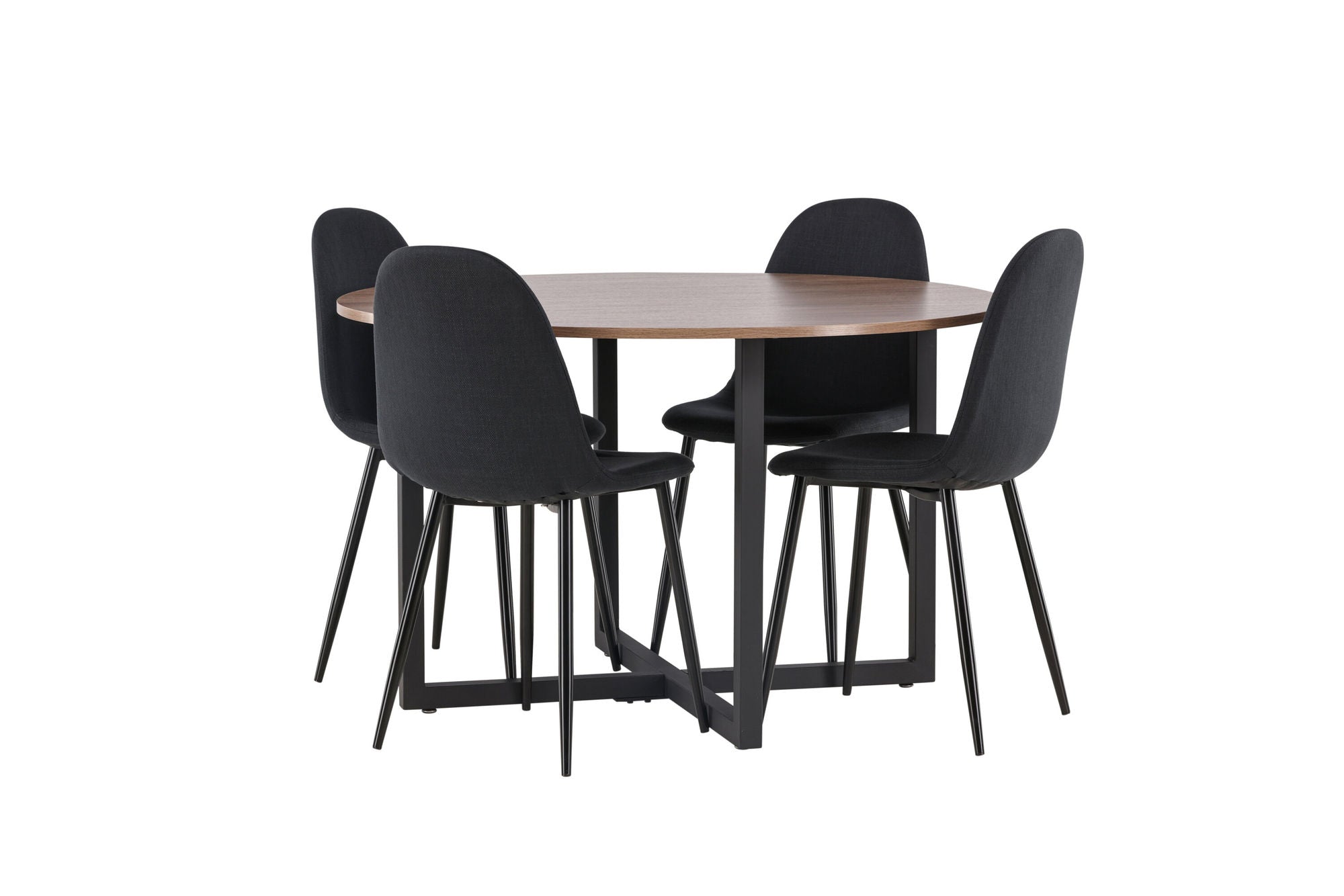 Venture Home Durango spisebord - Black / Walnut MDF +Polar Spisebordsstol - Black Legs - Black Fabric _4