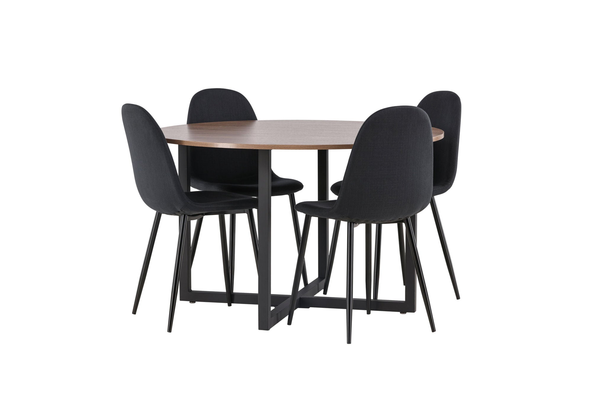 Venture Home Durango spisebord - Black / Walnut MDF +Polar Spisebordsstol - Black Legs - Black Fabric _4
