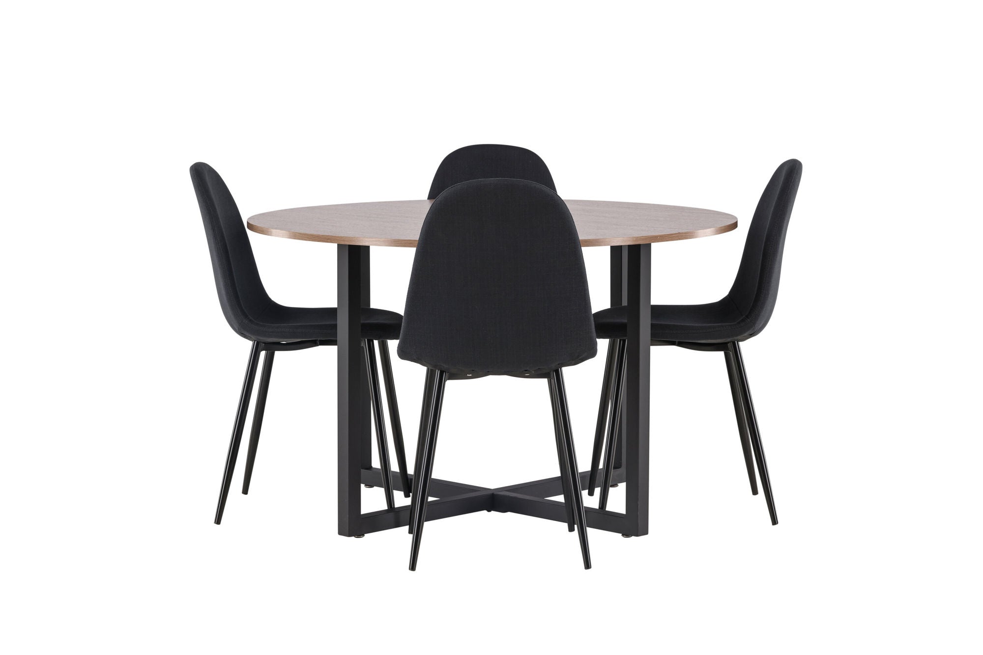 Venture Home Durango spisebord - Black / Walnut MDF +Polar Spisebordsstol - Black Legs - Black Fabric _4