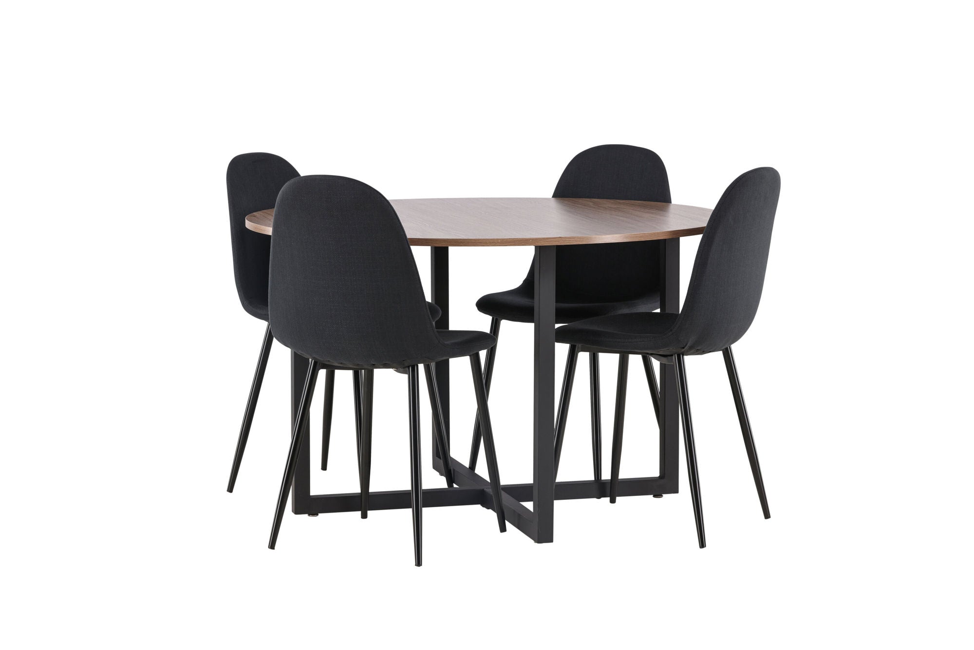 Venture Home Durango spisebord - Black / Walnut MDF +Polar Spisebordsstol - Black Legs - Black Fabric _4