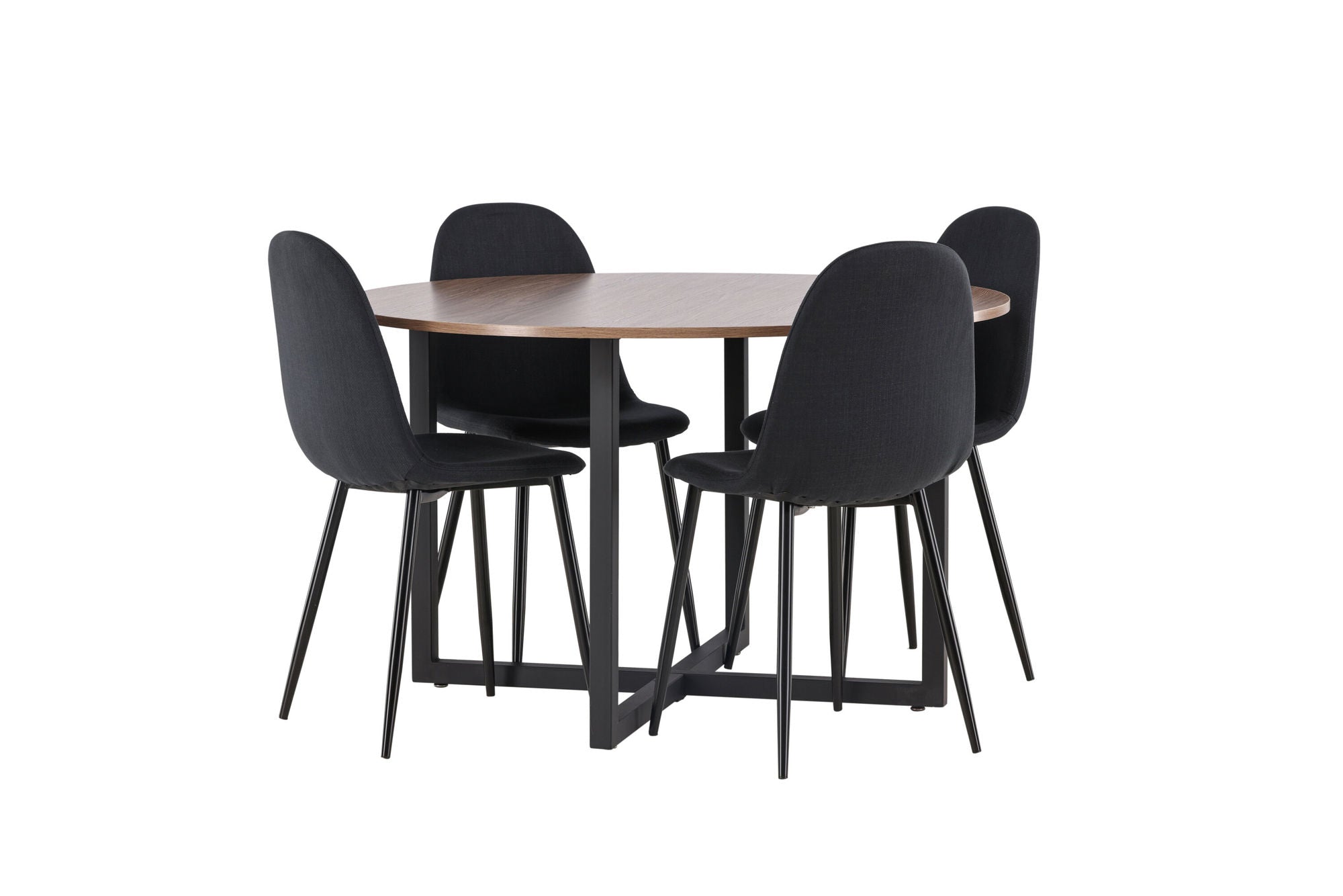 Venture Home Durango spisebord - Black / Walnut MDF +Polar Spisebordsstol - Black Legs - Black Fabric _4