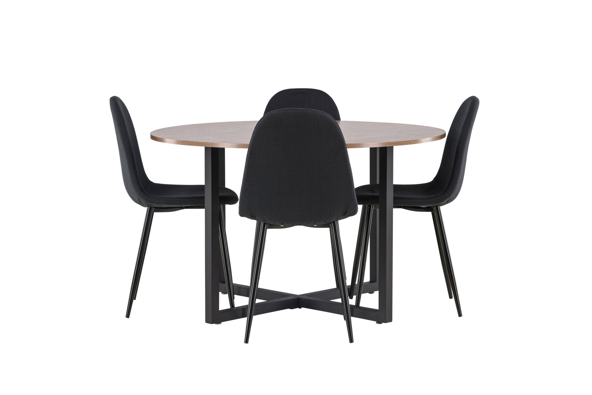 Venture Home Durango spisebord - Black / Walnut MDF +Polar Spisebordsstol - Black Legs - Black Fabric _4