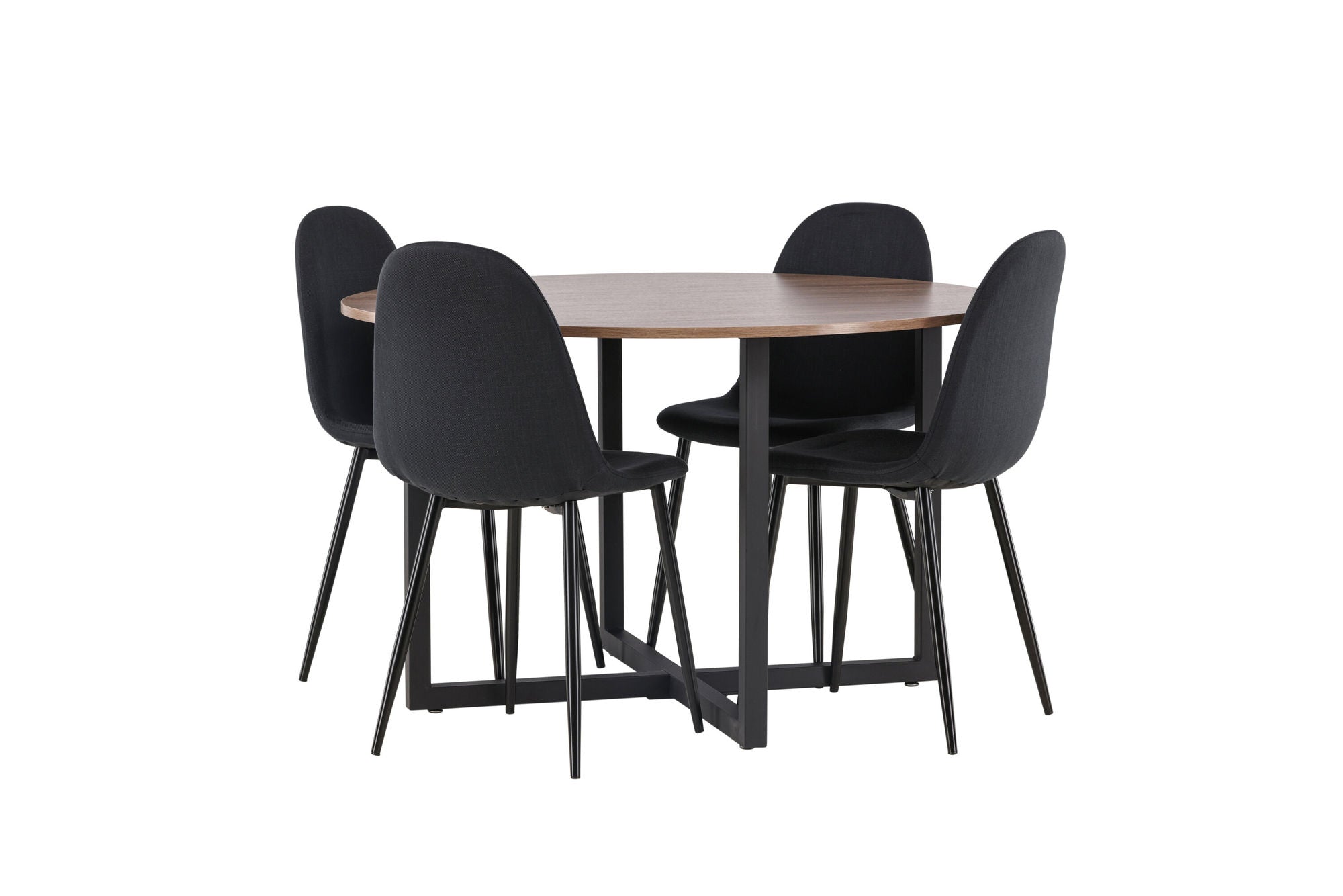 Venture Home Durango spisebord - Black / Walnut MDF +Polar Spisebordsstol - Black Legs - Black Fabric _4