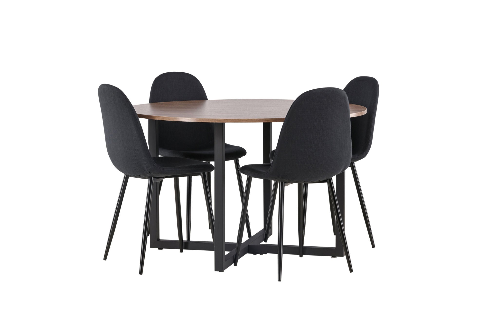 Venture Home Durango spisebord - Black / Walnut MDF +Polar Spisebordsstol - Black Legs - Black Fabric _4