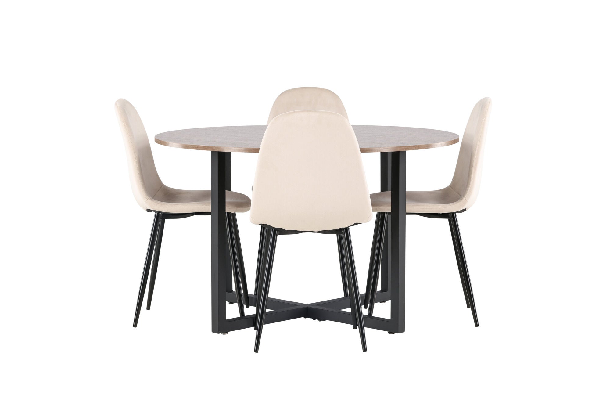 Venture Home Durango spisebord - Black / Walnut MDF +Polar Spisebordsstol - Black legs / Beige Velvet _4