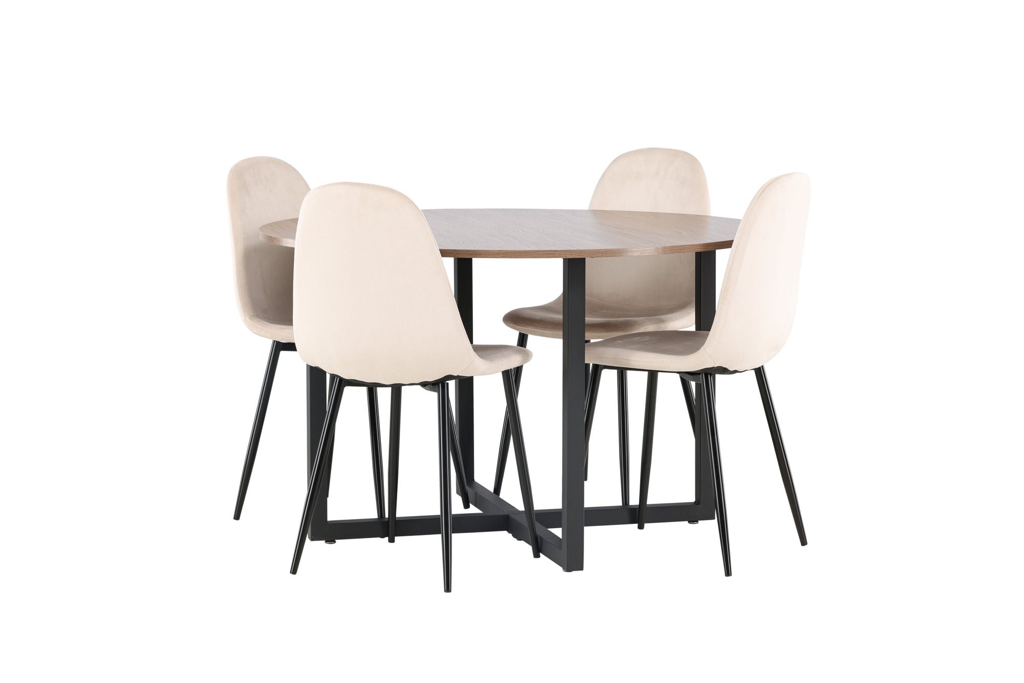 Venture Home Durango spisebord - Black / Walnut MDF +Polar Spisebordsstol - Black legs / Beige Velvet _4
