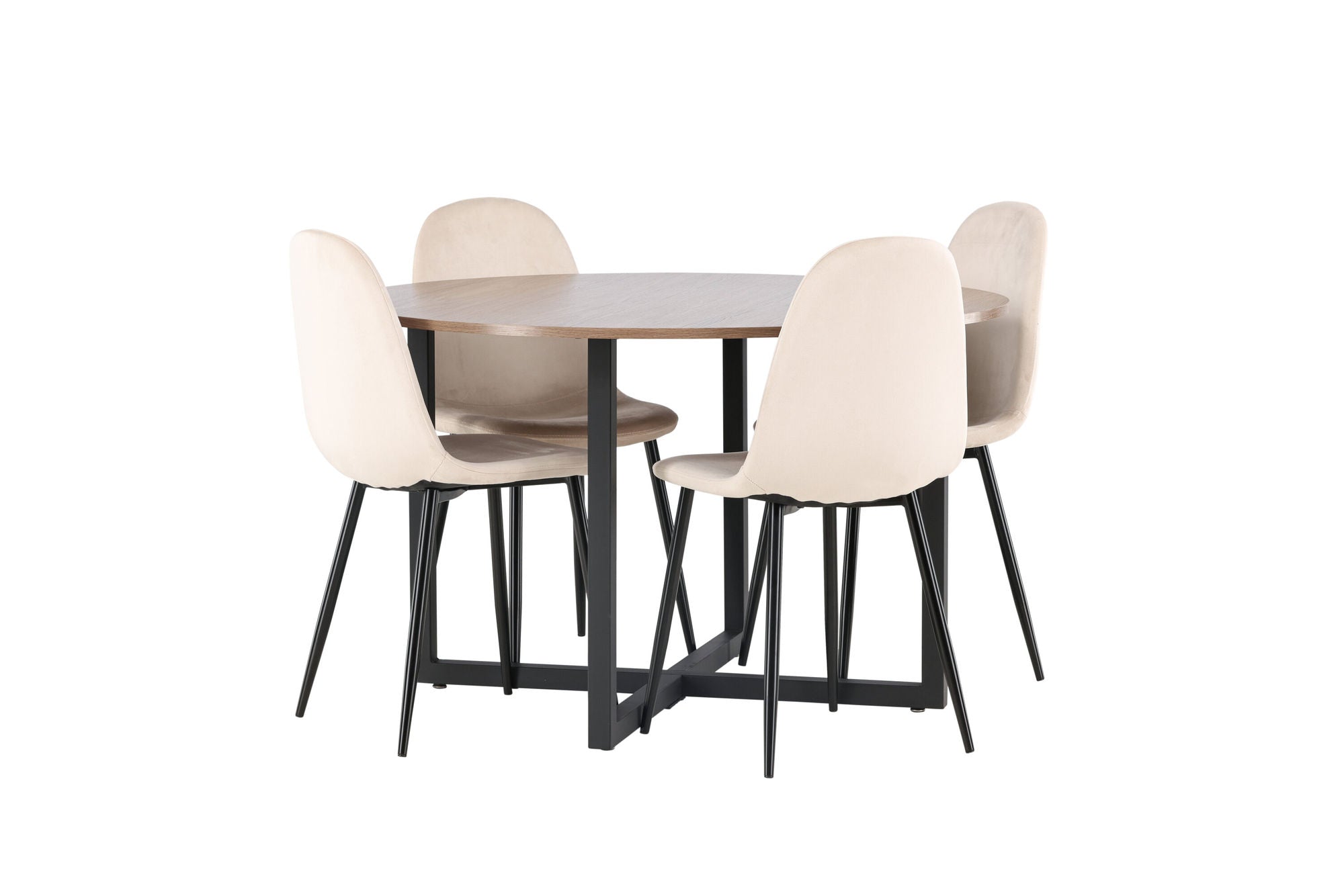 Venture Home Durango spisebord - Black / Walnut MDF +Polar Spisebordsstol - Black legs / Beige Velvet _4