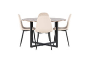 Venture Home Durango spisebord - Black / Walnut MDF +Polar Spisebordsstol - Black legs / Beige Velvet _4