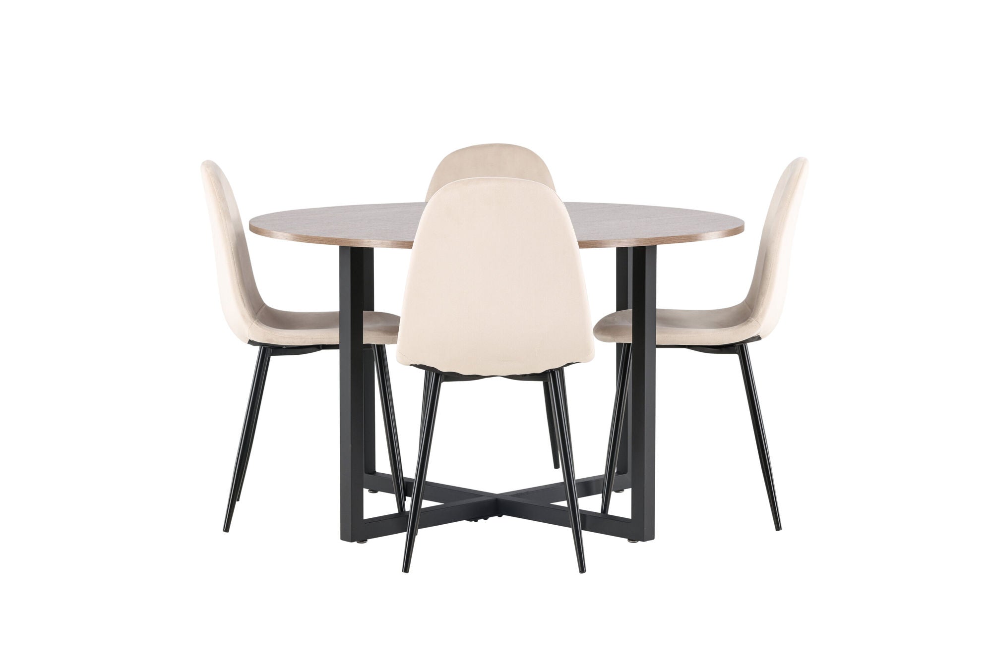Venture Home Durango spisebord - Black / Walnut MDF +Polar Spisebordsstol - Black legs / Beige Velvet _4