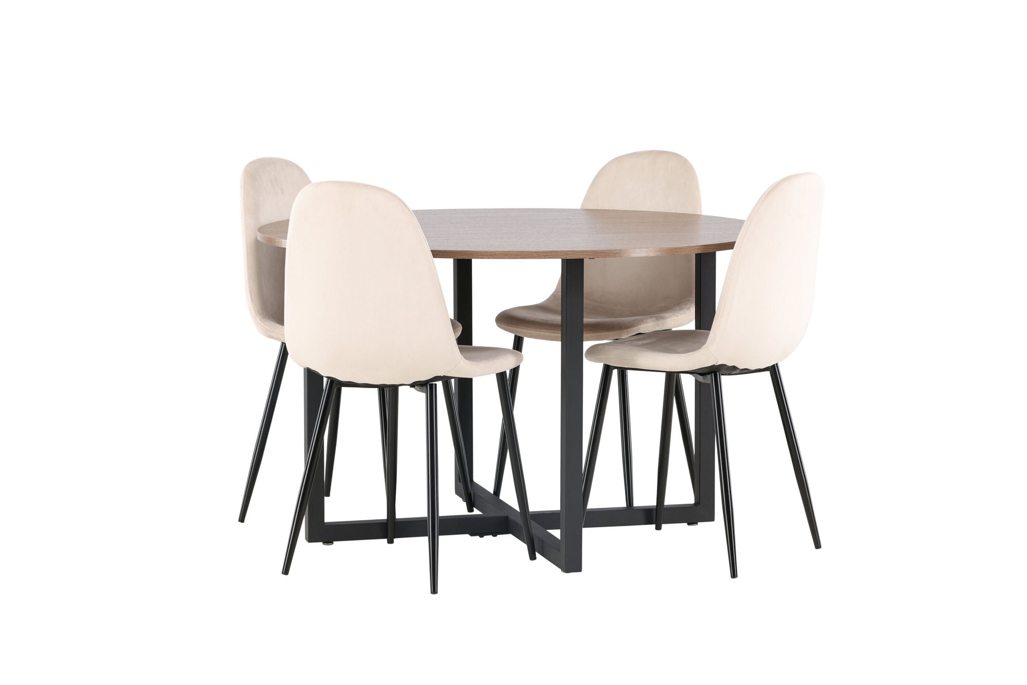 Venture Home Durango spisebord - Black / Walnut MDF +Polar Spisebordsstol - Black legs / Beige Velvet _4